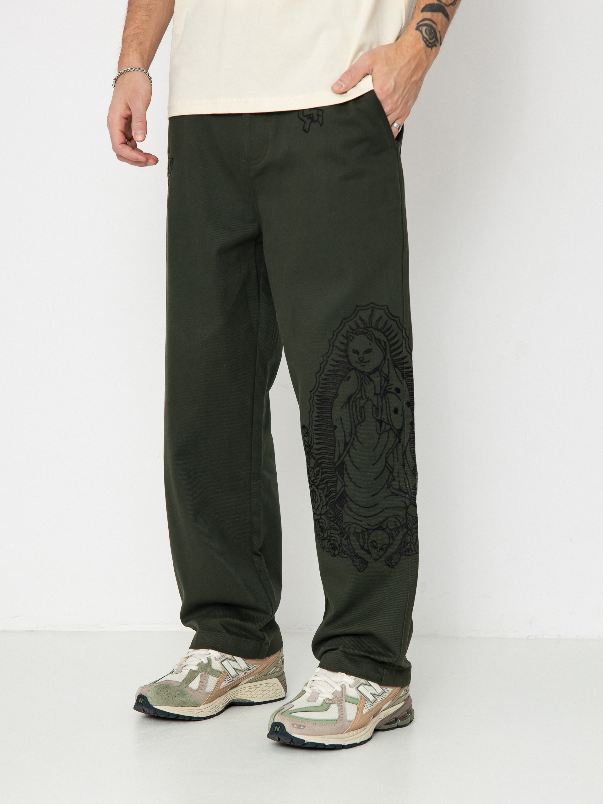 Панталони RipNDip Mother Nerm Twill (dark olive)