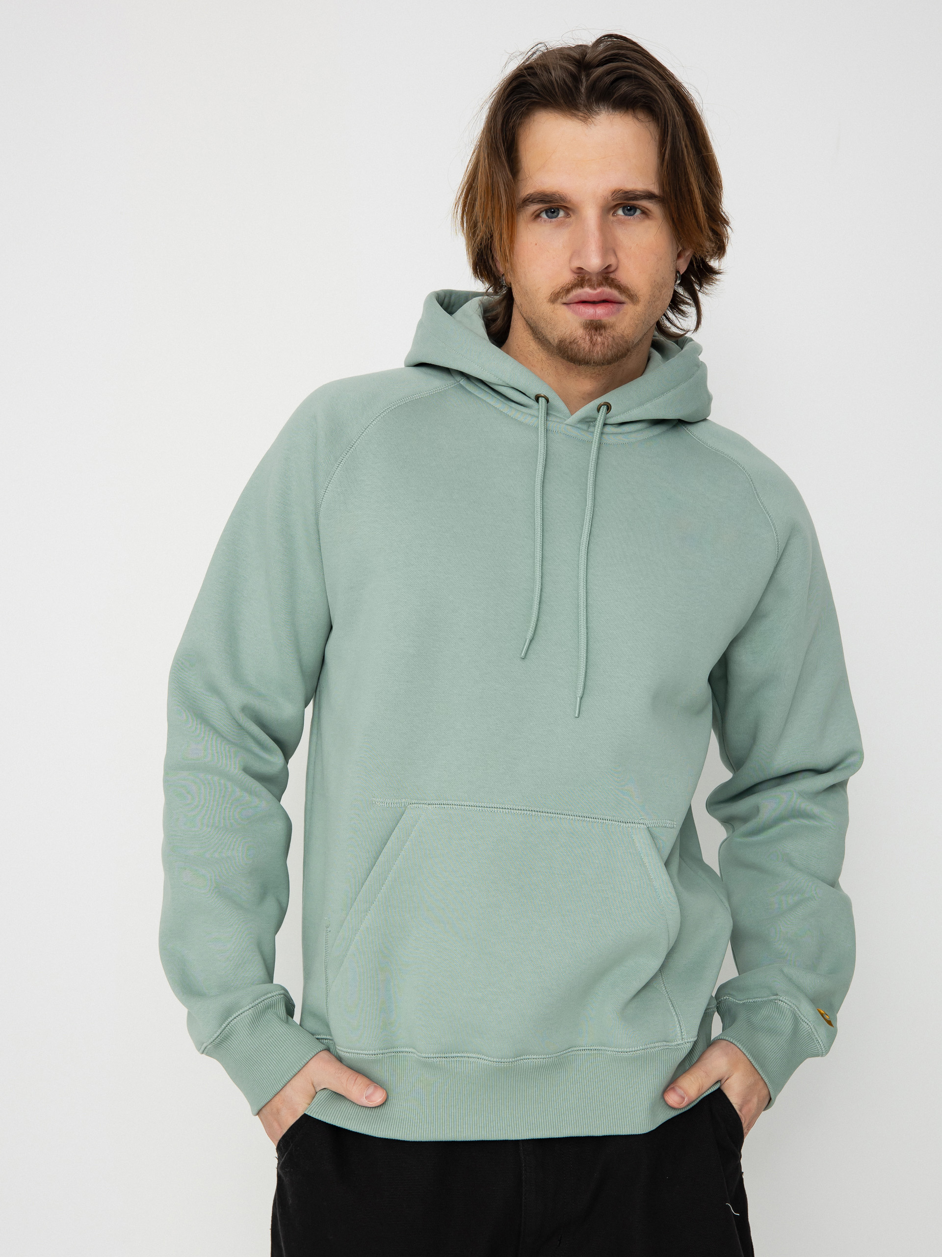 Суитшърт с качулка Carhartt WIP Chase HD (frosted green/gold)