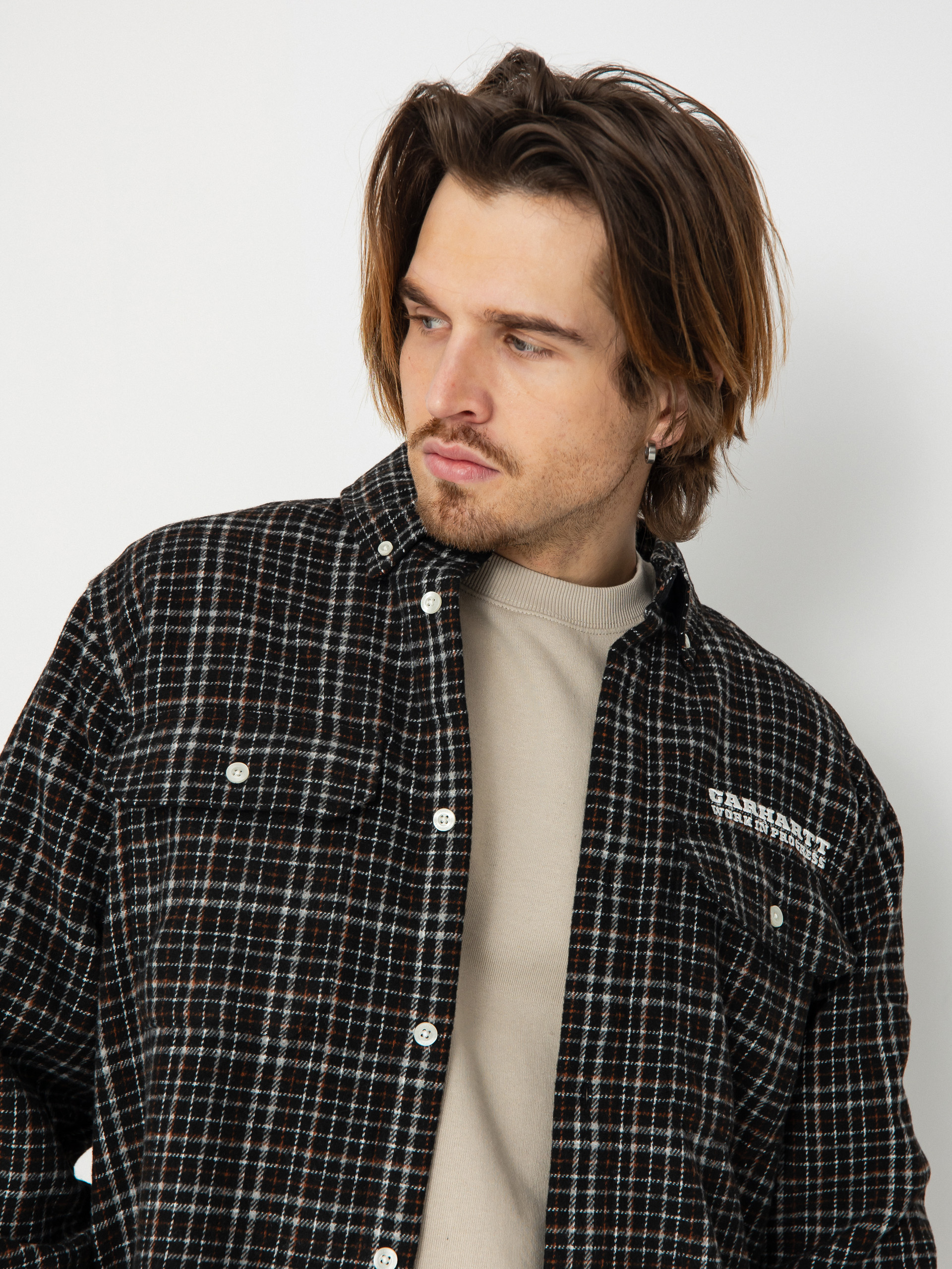 Риза Carhartt WIP Runaway Millett (millett check black/wax)