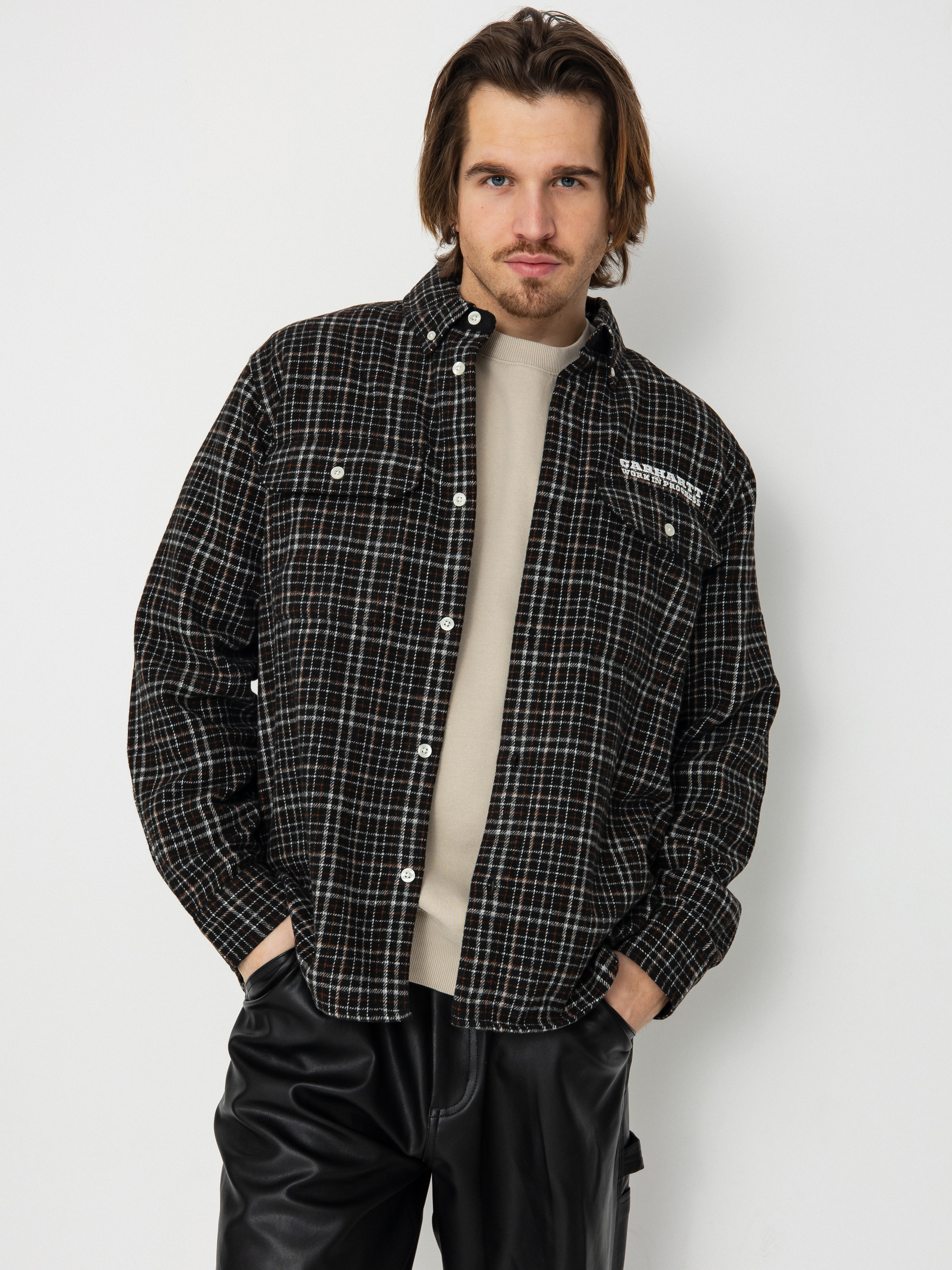 Риза Carhartt WIP Runaway Millett (millett check black/wax)