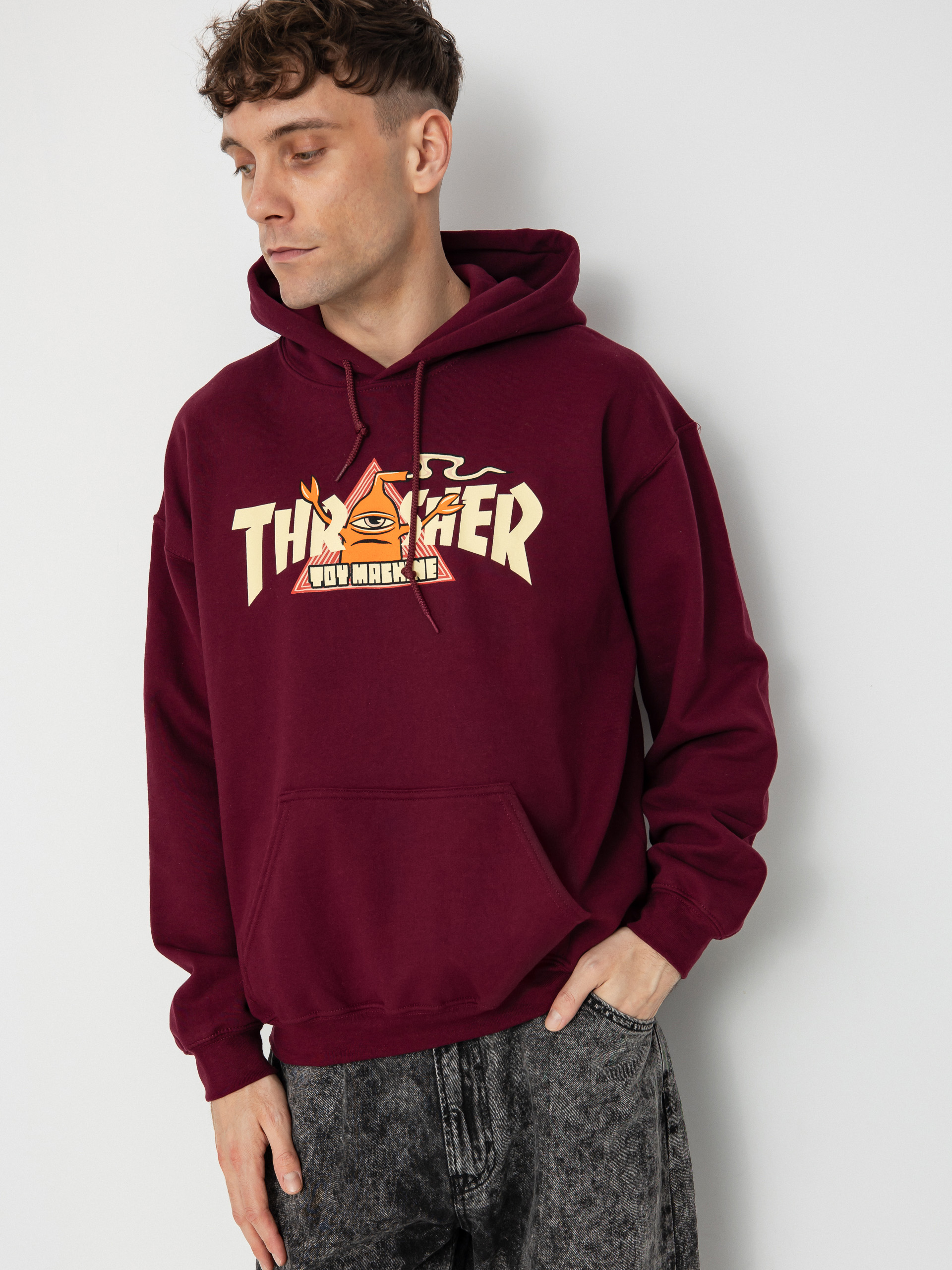 Суитшърт с качулка Thrasher X Toy Machine Vortex HD (maroon)