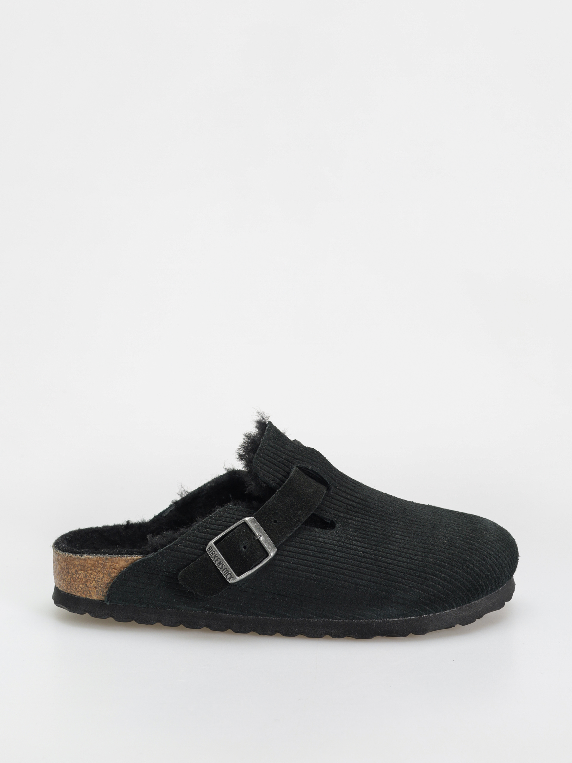 u0427u0435u0445u043bu0438 Birkenstock Boston VL Fell Suede Leather Fur Narrow Wmn (corduroy black)
