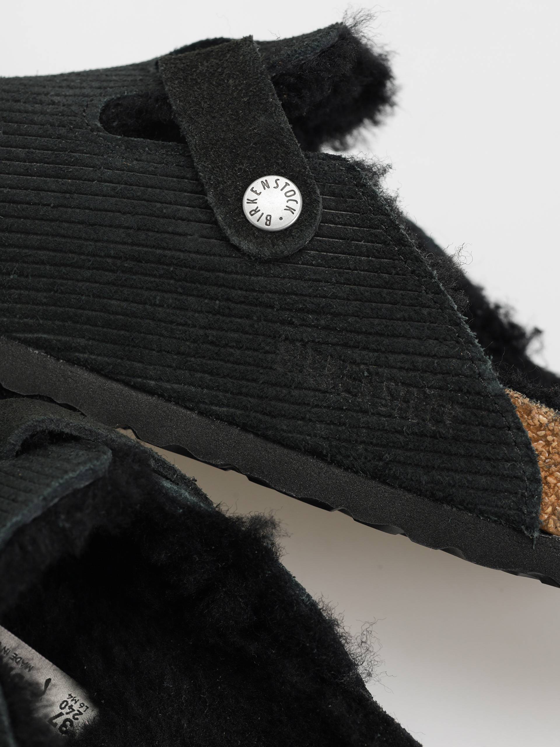 Чехли Birkenstock Boston VL Fell Suede Leather Fur Narrow Wmn (corduroy black)