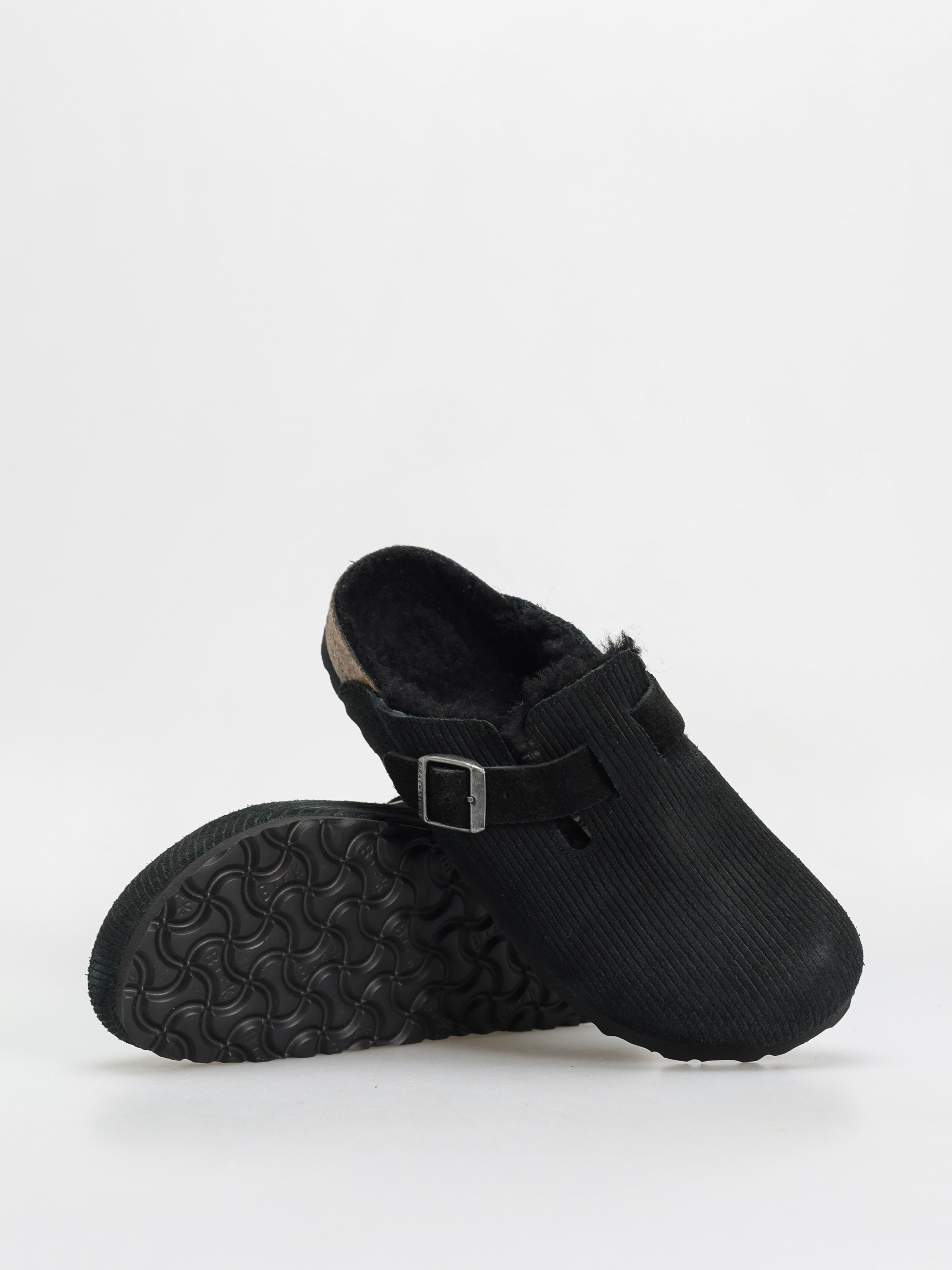 Чехли Birkenstock Boston VL Fell Suede Leather Fur Narrow Wmn (corduroy black)