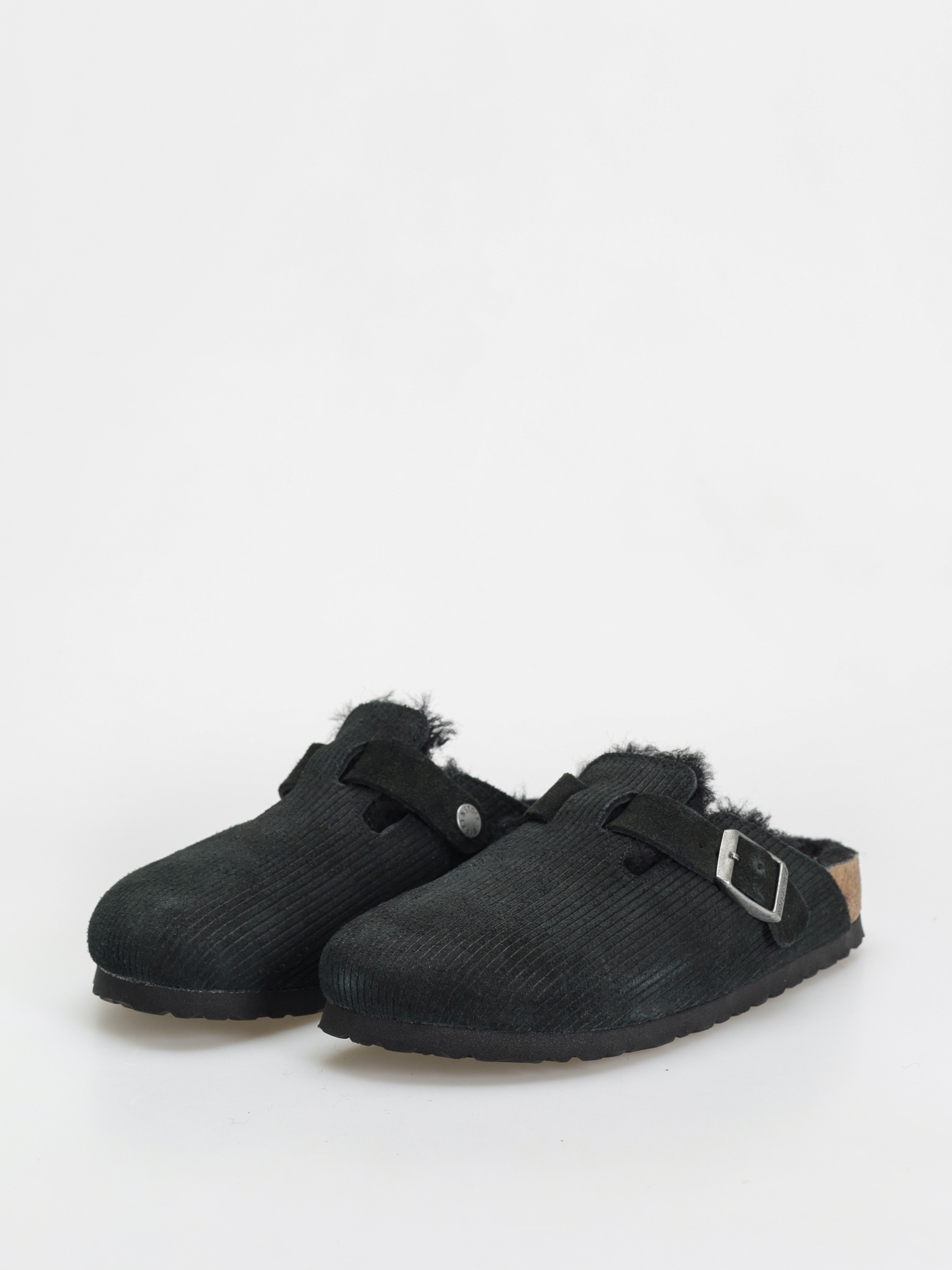 Чехли Birkenstock Boston VL Fell Suede Leather Fur Narrow Wmn (corduroy black)