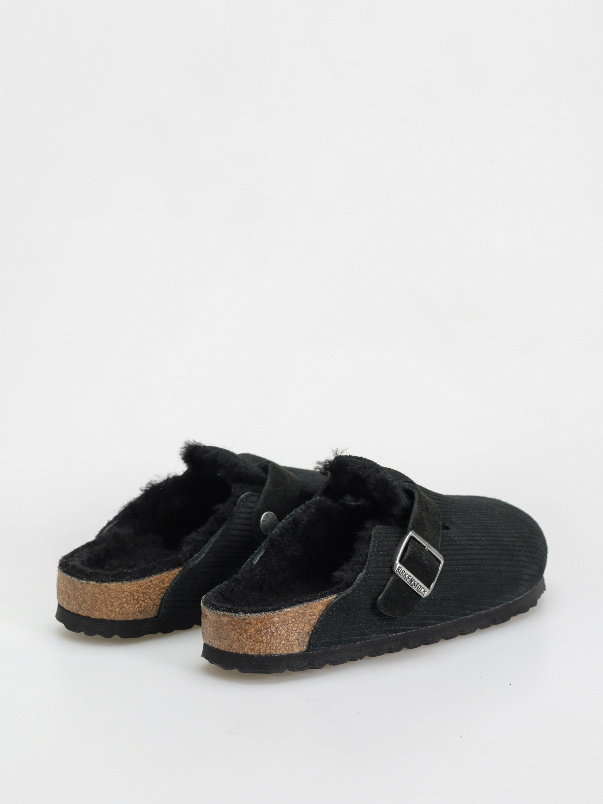 Чехли Birkenstock Boston VL Fell Suede Leather Fur Narrow Wmn (corduroy black)