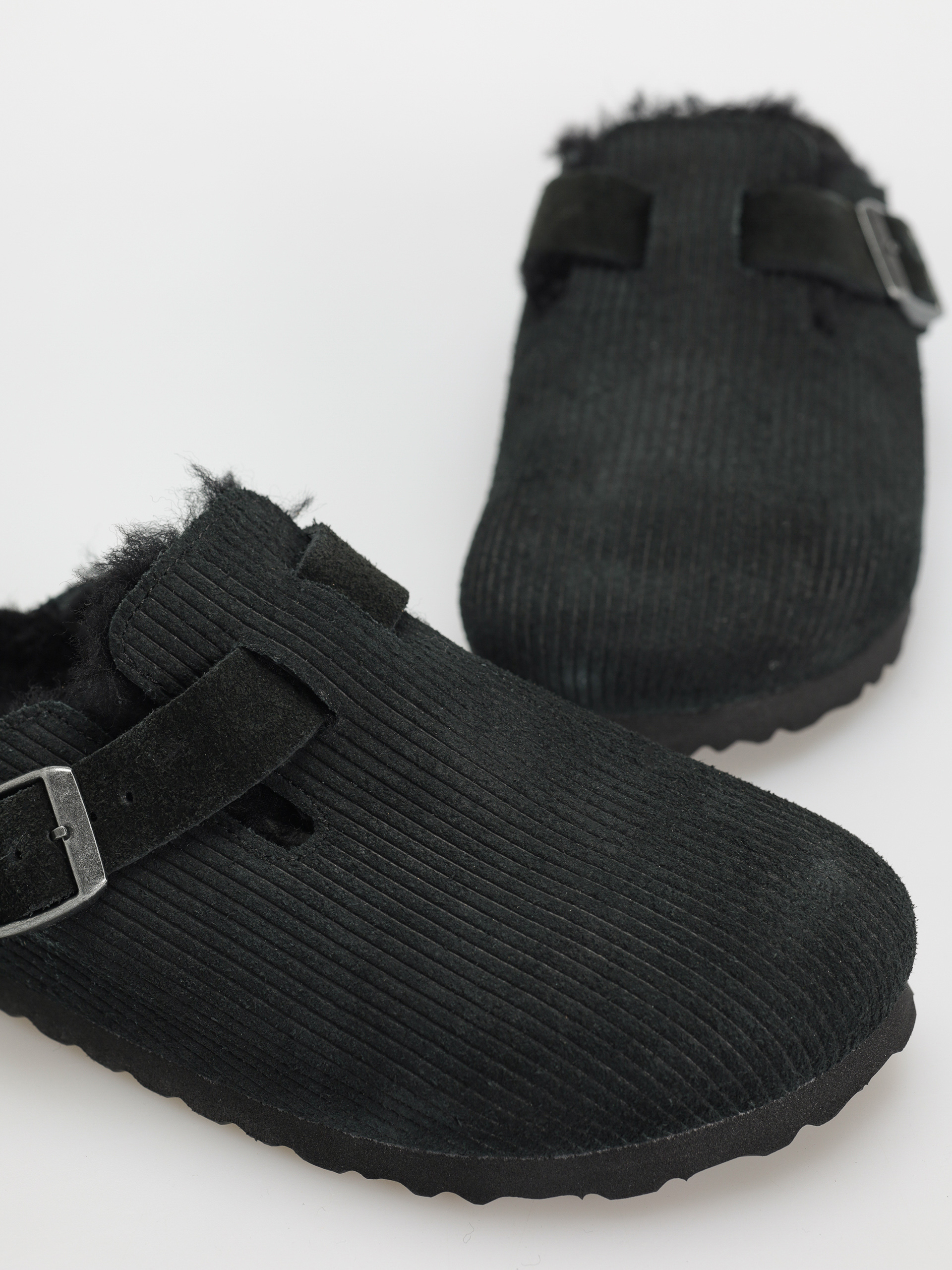 Чехли Birkenstock Boston VL Fell Suede Leather Fur Narrow Wmn (corduroy black)
