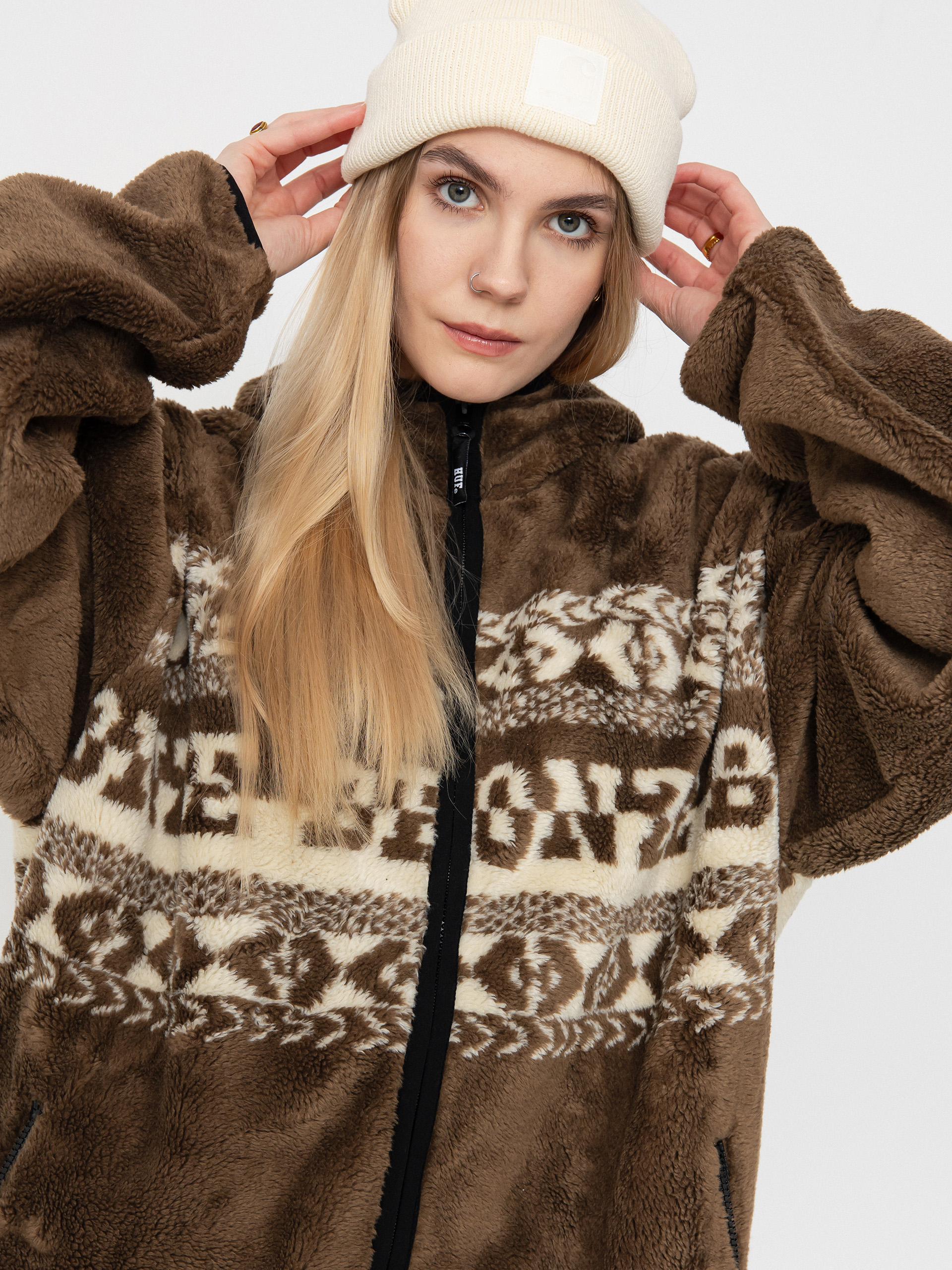 Мъжки Поларени суитшърт HUF X Bronze High Pile (brown)