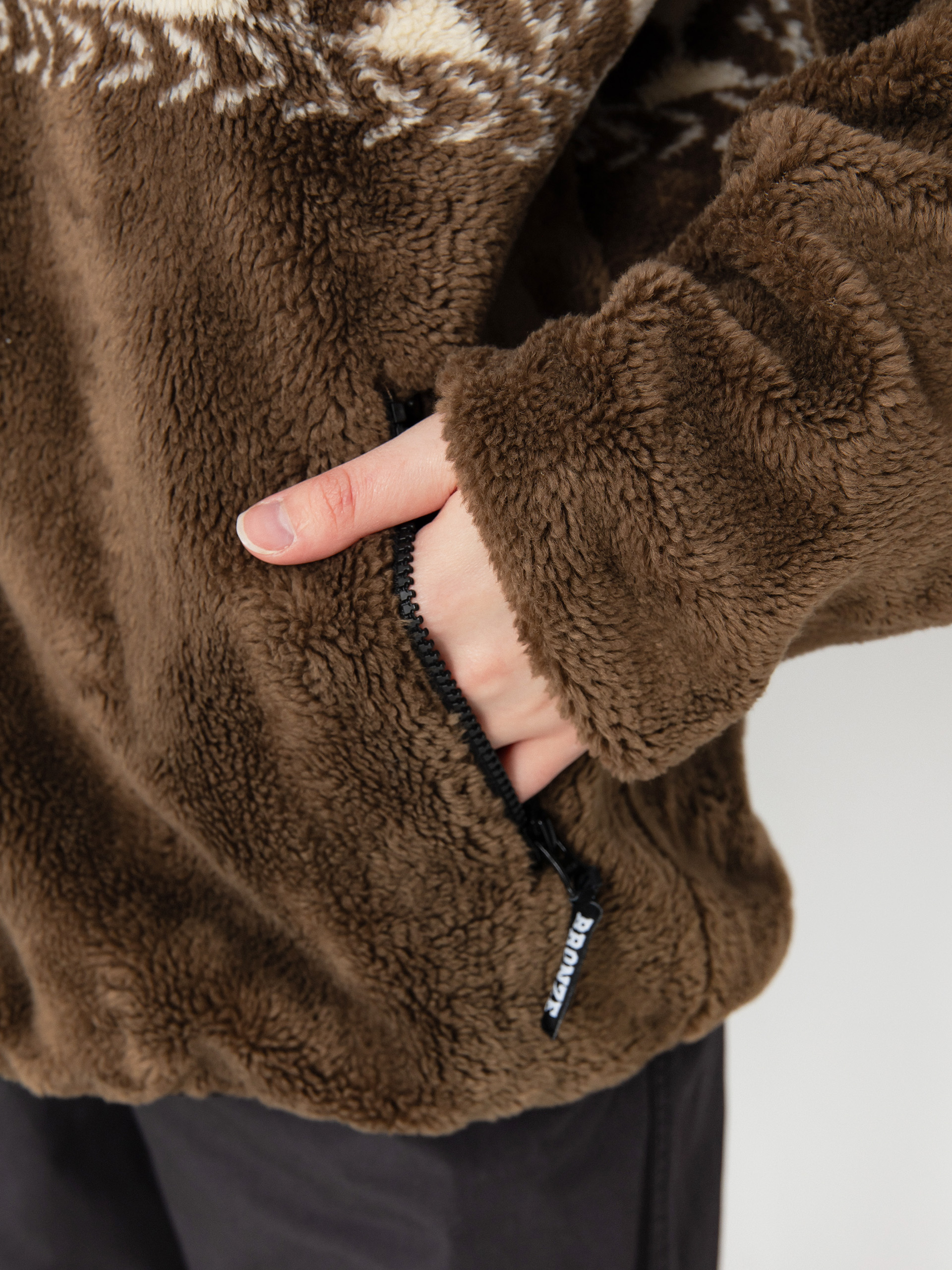 Мъжки Поларени суитшърт HUF X Bronze High Pile (brown)