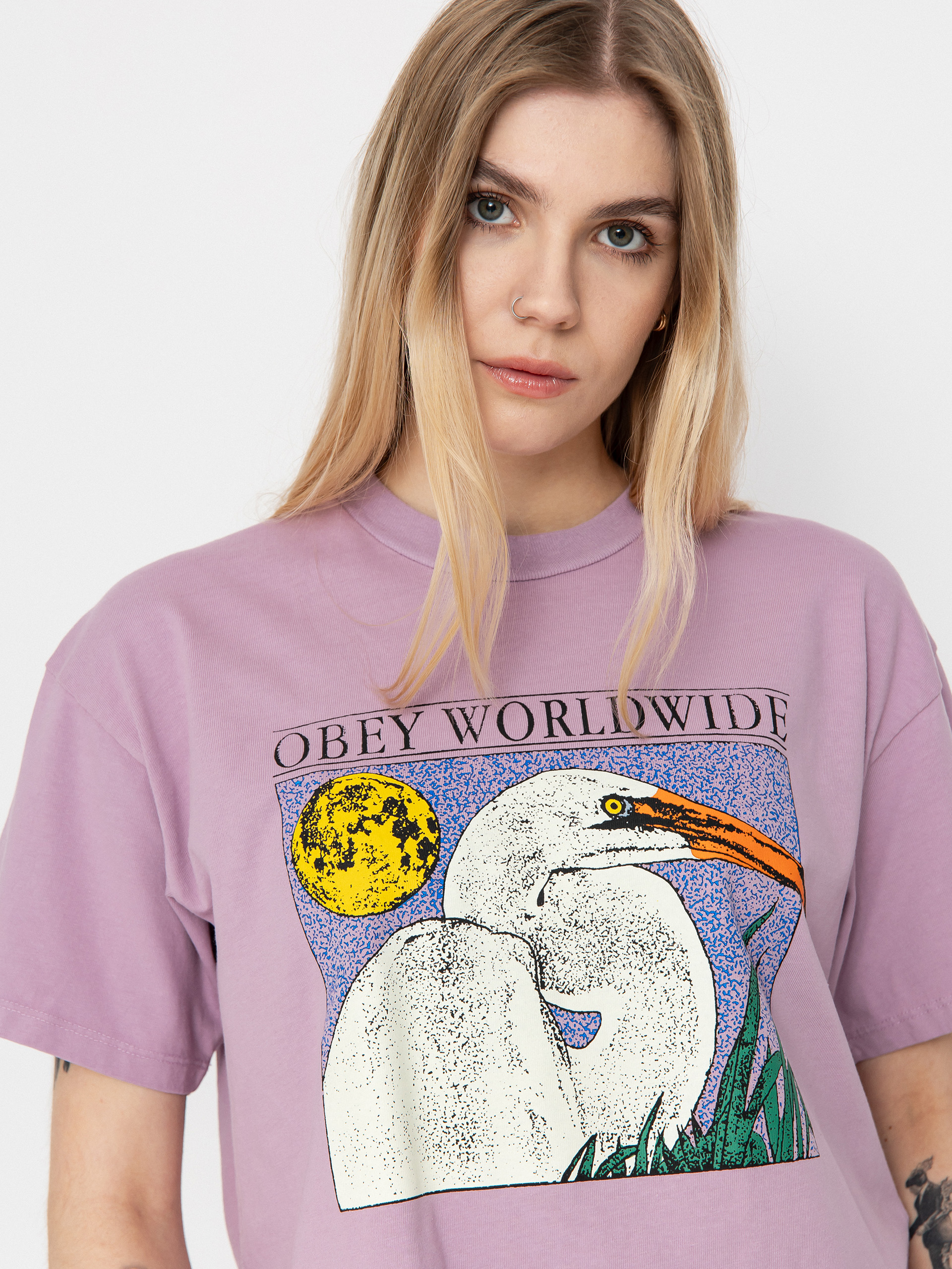 Тениска OBEY Stork Wmn (mauve shadows)