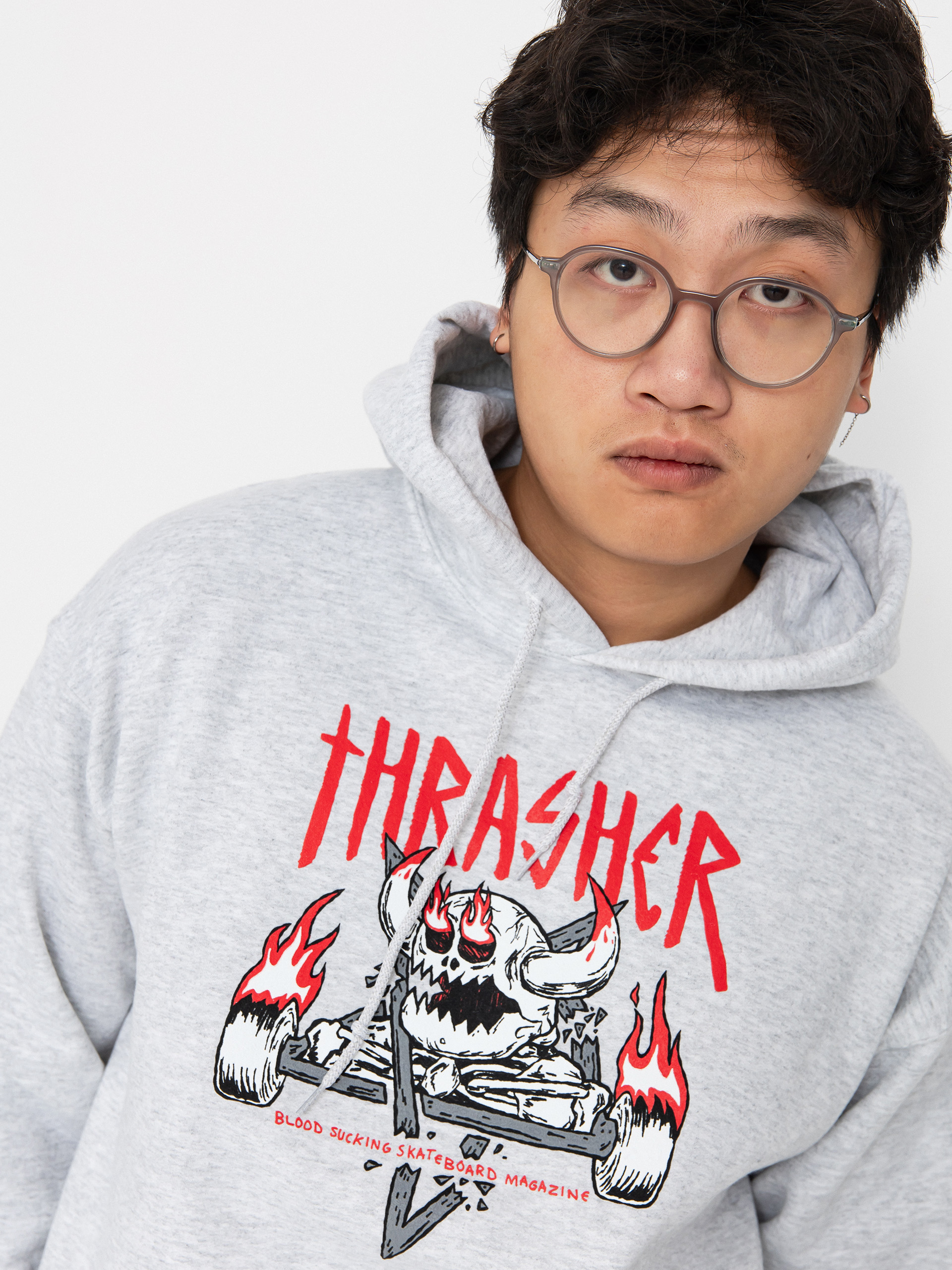 Суитшърт с качулка Thrasher X Toy Machine Monster Gram HD (ash grey)