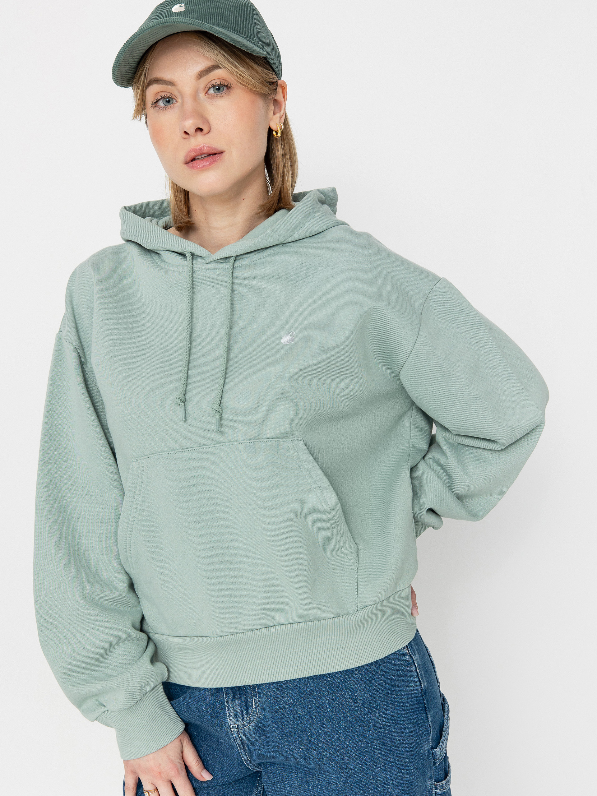 Суитшърт с качулка Carhartt WIP Casey HD Wmn (frosted green/silver)