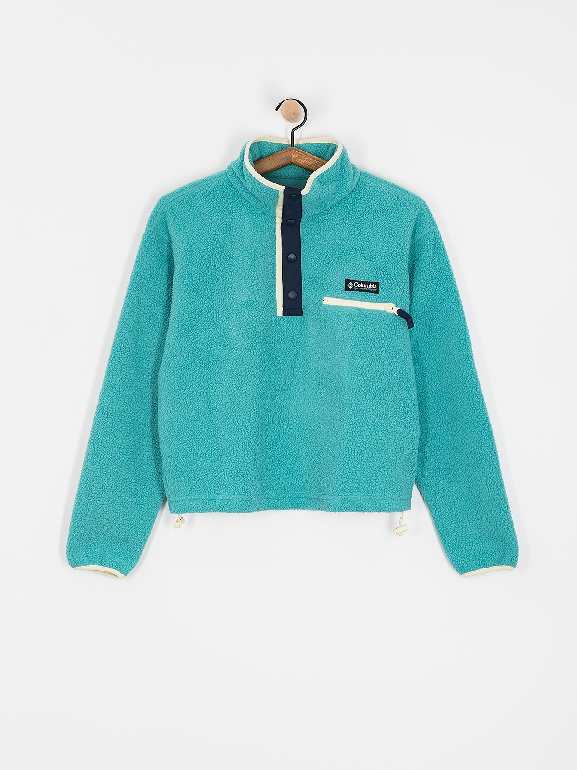 Поларени суитшърт Columbia Helvetia II Cropped Half Snap Wmn (teal)