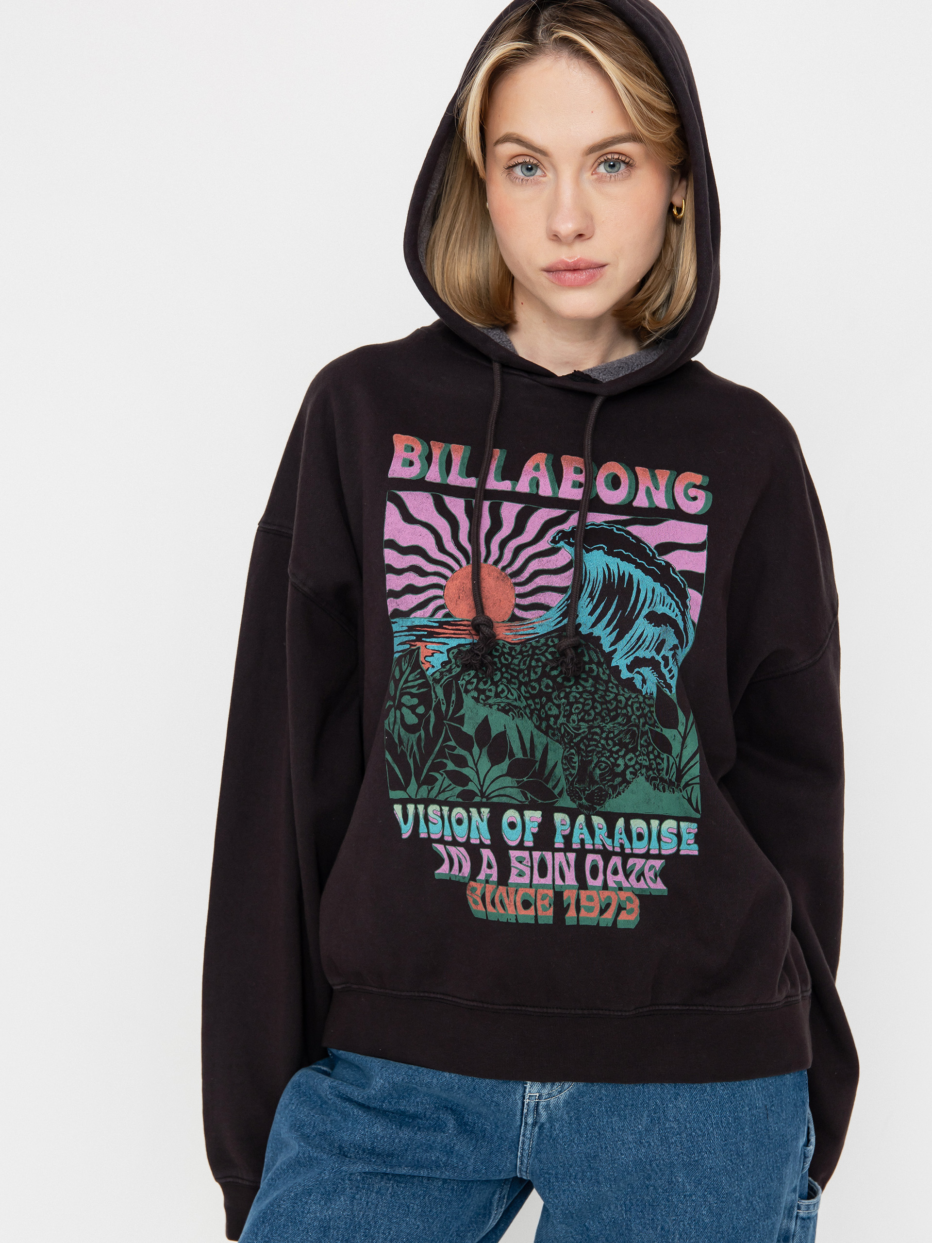 Суитшърт с качулка Billabong Keep It Up HD Wmn (black sands)