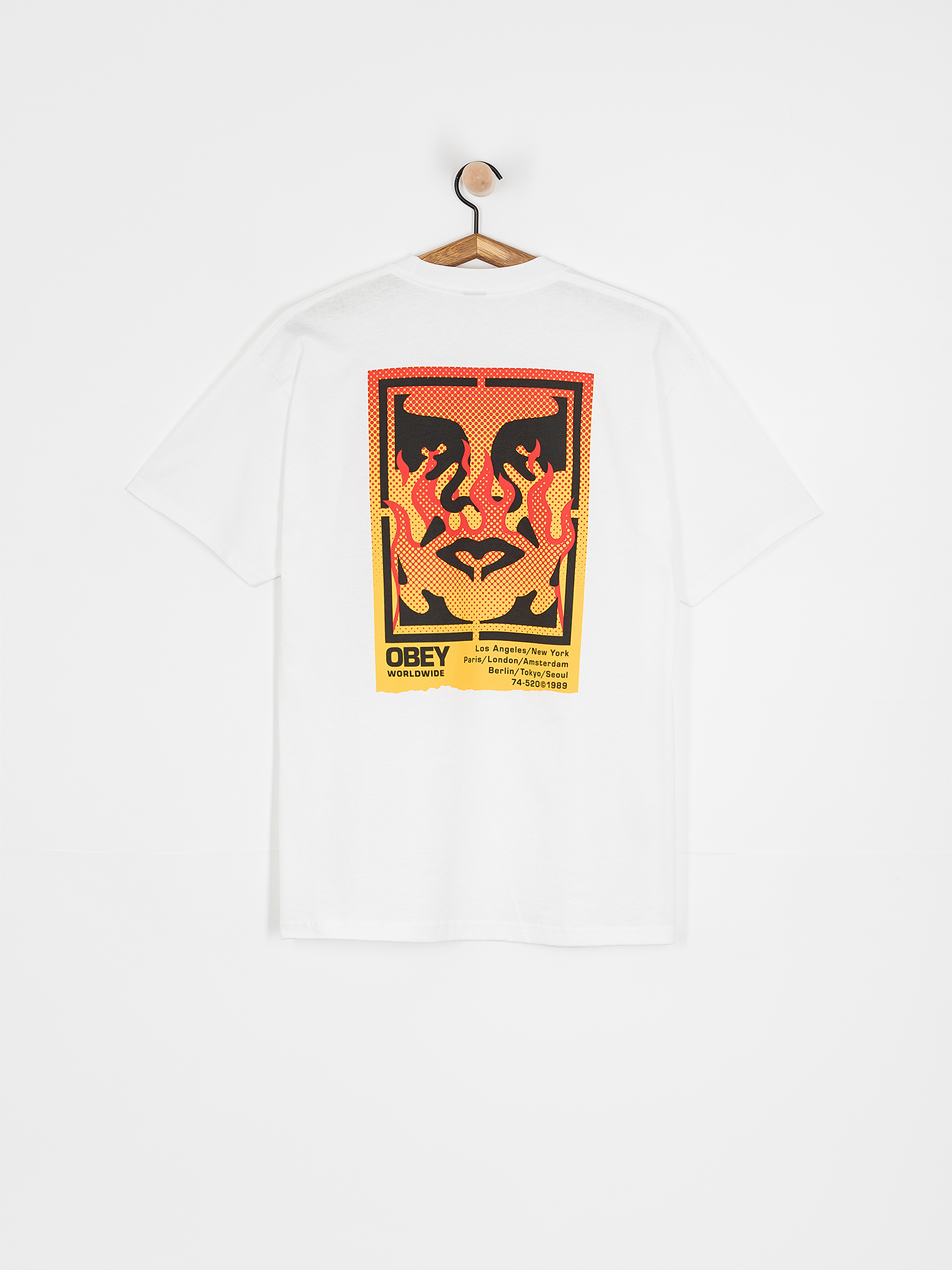 Тениска OBEY Icon Stencil Flame (white)