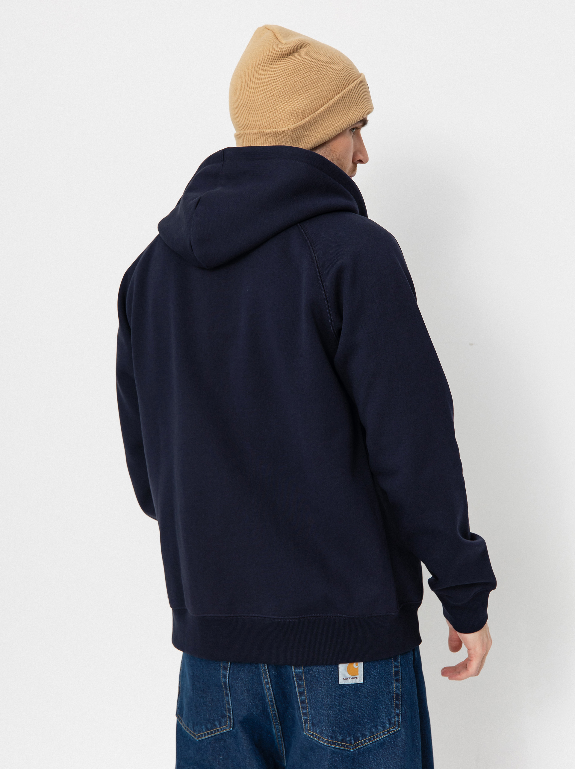 Суитшърт с качулка Carhartt WIP Chase ZHD (dark navy/gold)