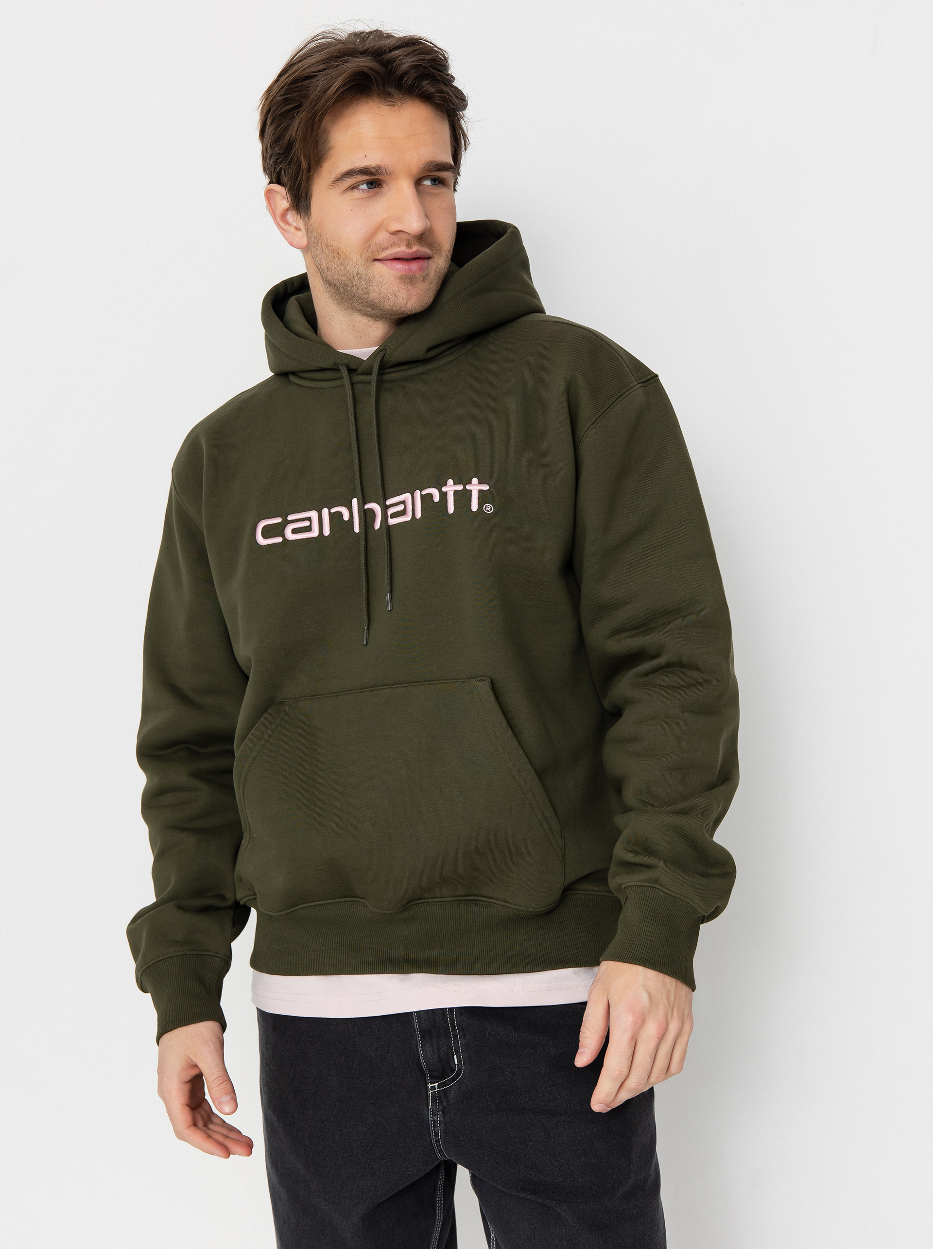 Суитшърт с качулка Carhartt WIP Carhartt HD (turtle/air pink)