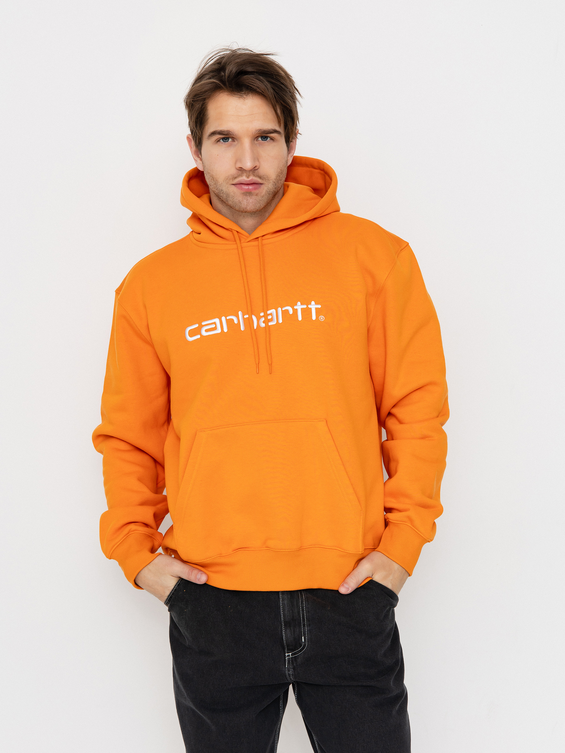 Суитшърт с качулка Carhartt WIP Carhartt HD (pumpkin/white)