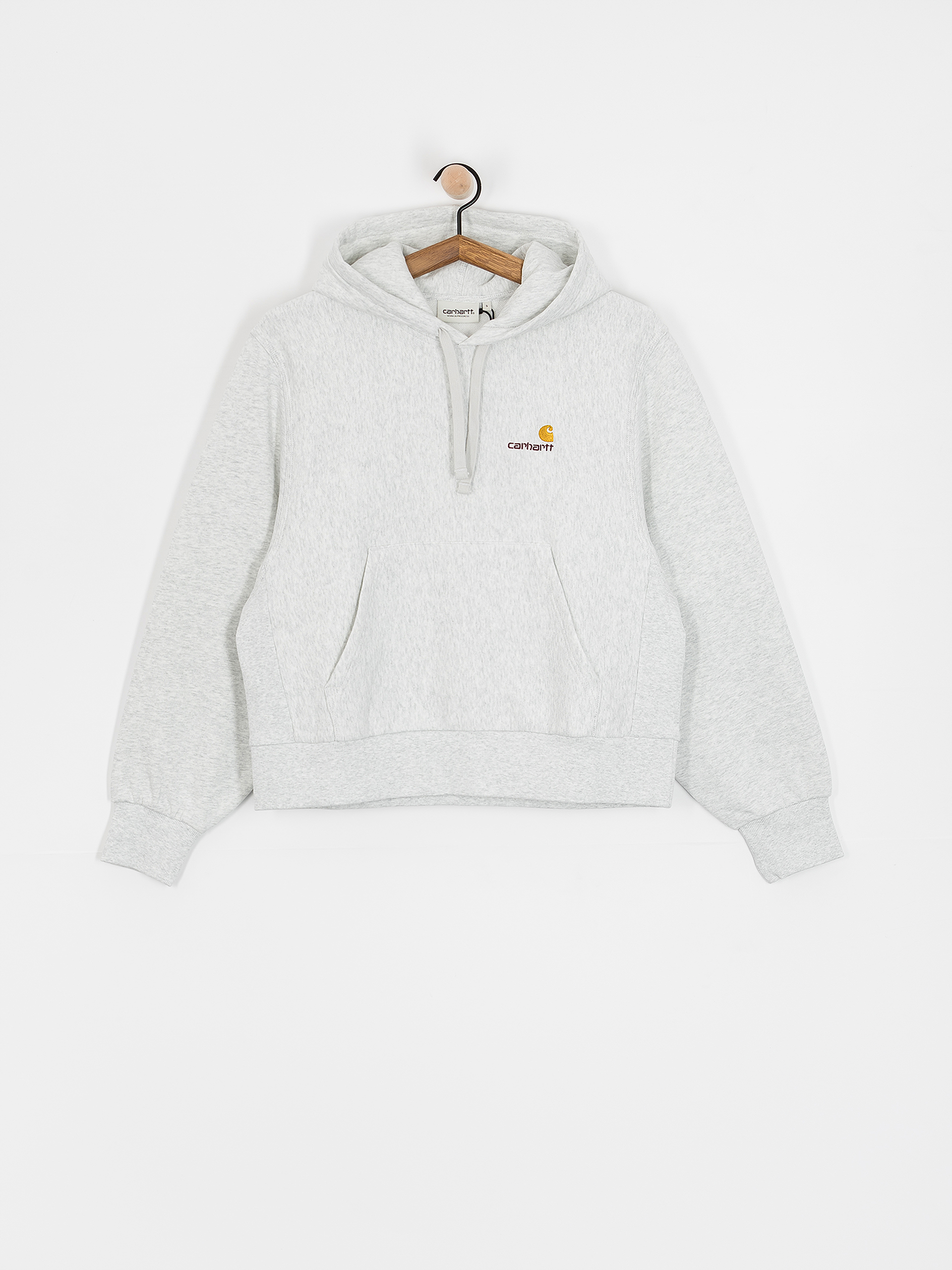 Суитшърт с качулка Carhartt WIP American Script HD Wmn (ash heather)