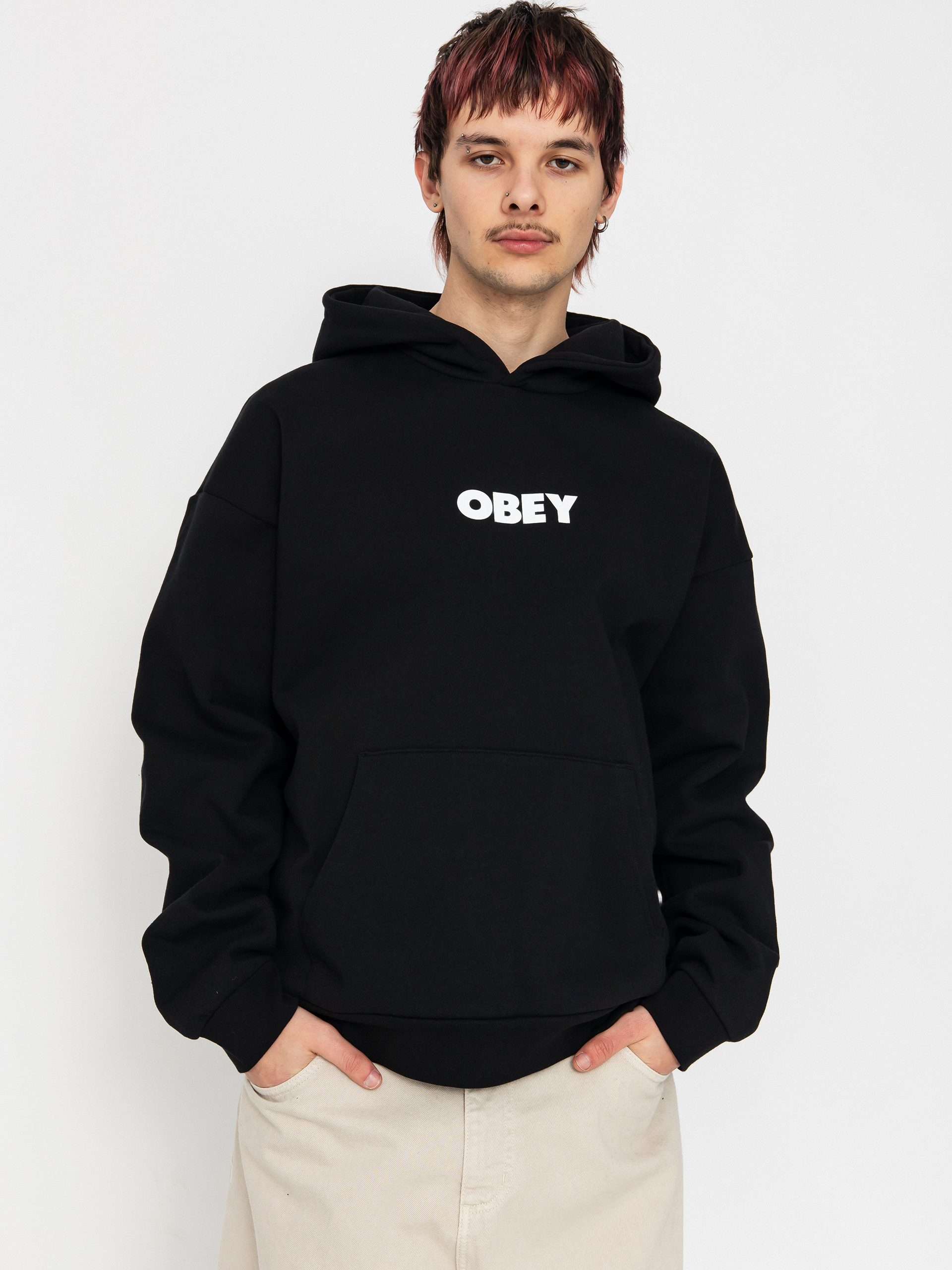 Суитшърт с качулка OBEY Bold Extra Heavy HD (black)