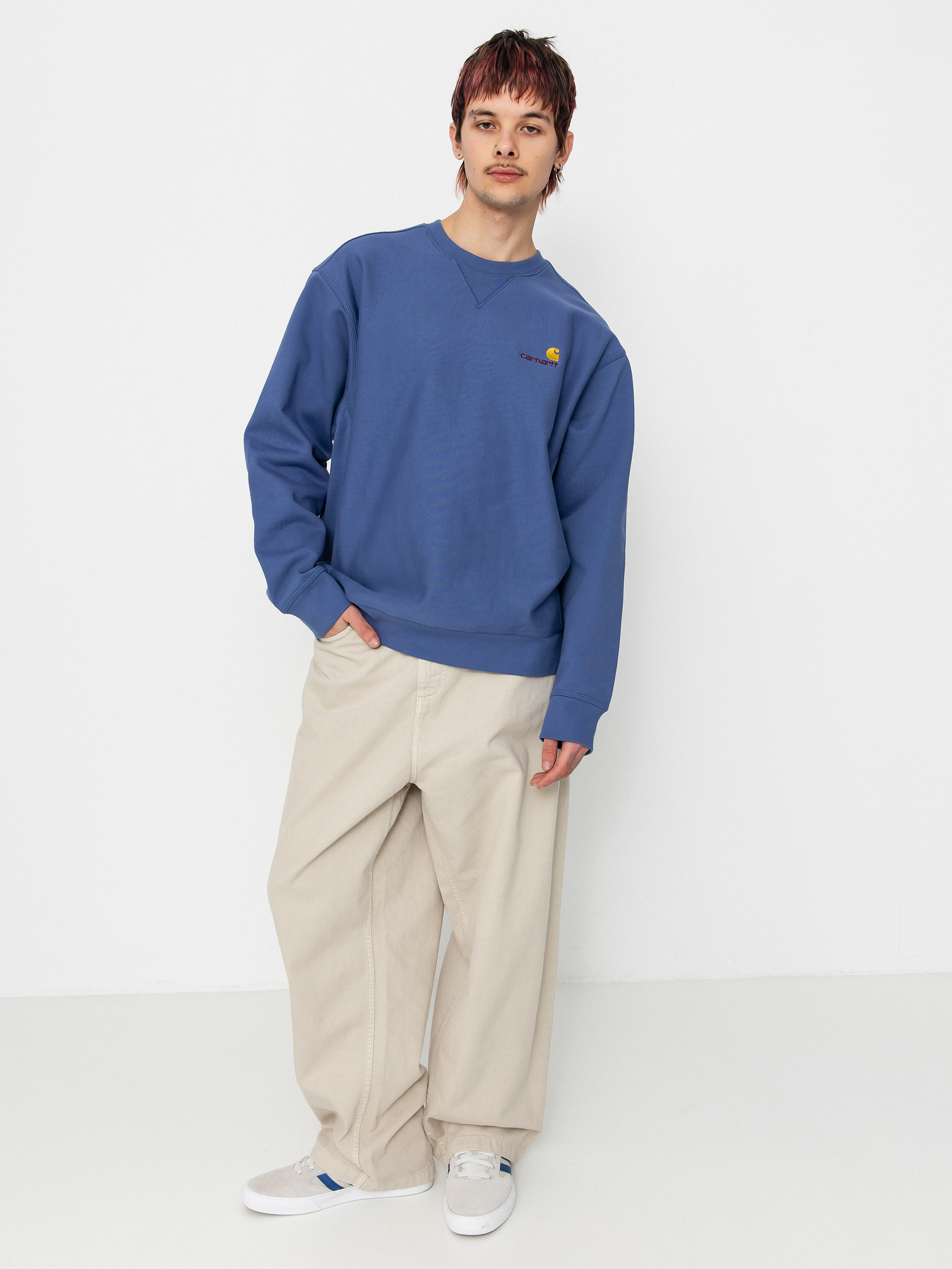 Суитшърт Carhartt WIP American Script (blue iris)