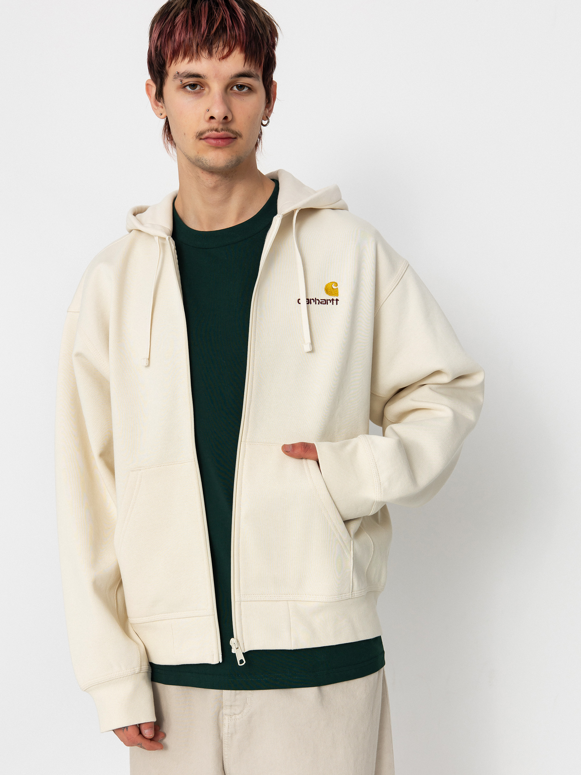 Суитшърт с качулка Carhartt WIP American Script ZHD (natural)