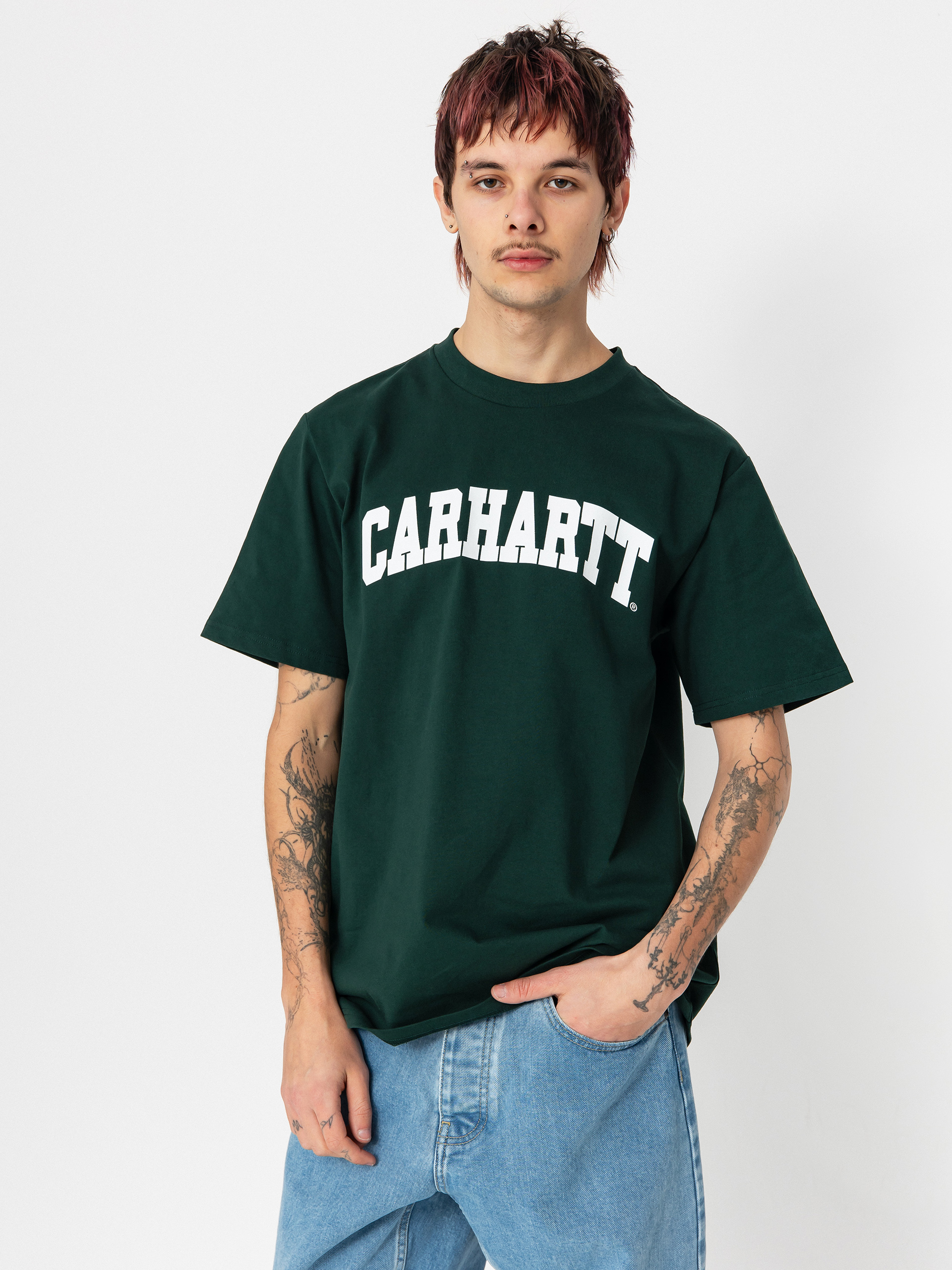 Тениска Carhartt WIP University (conifer/white)