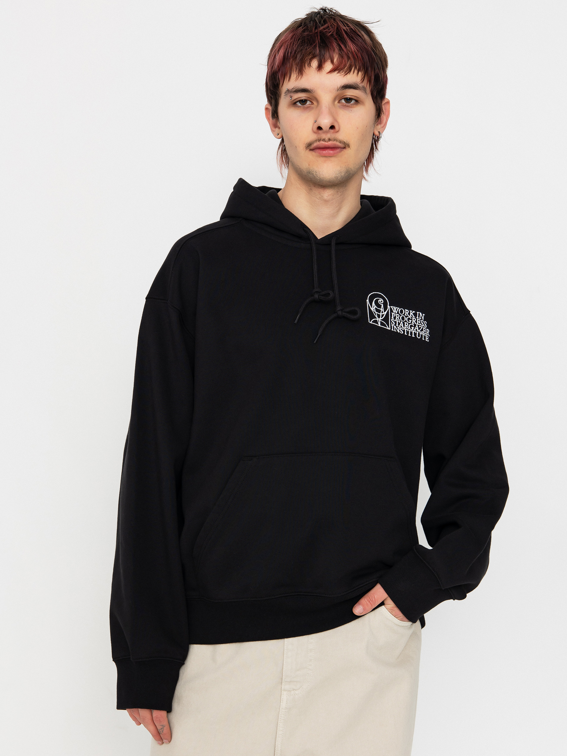 Суитшърт с качулка Carhartt WIP Stargazer HD (black/white)
