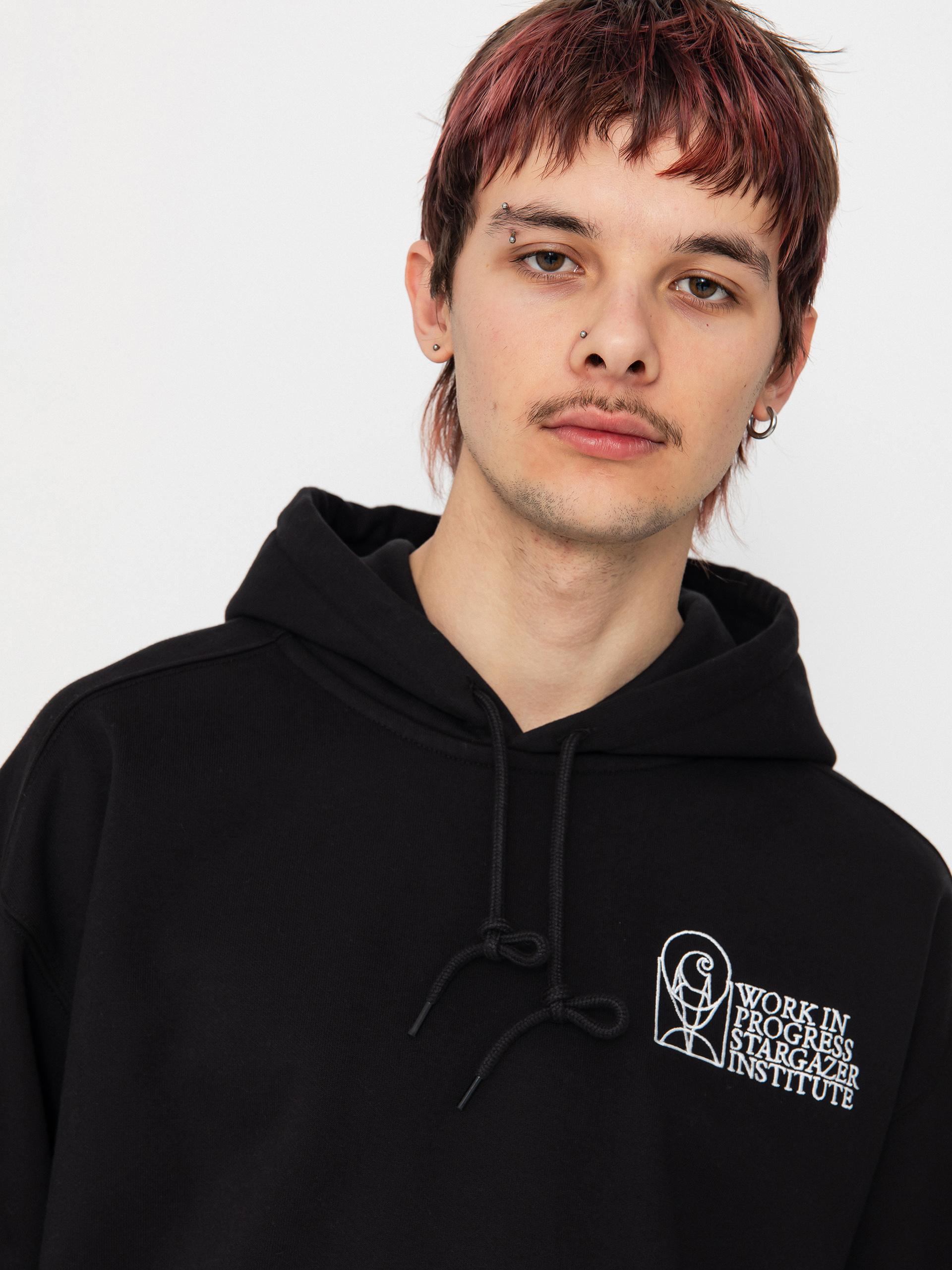 Суитшърт с качулка Carhartt WIP Stargazer HD (black/white)