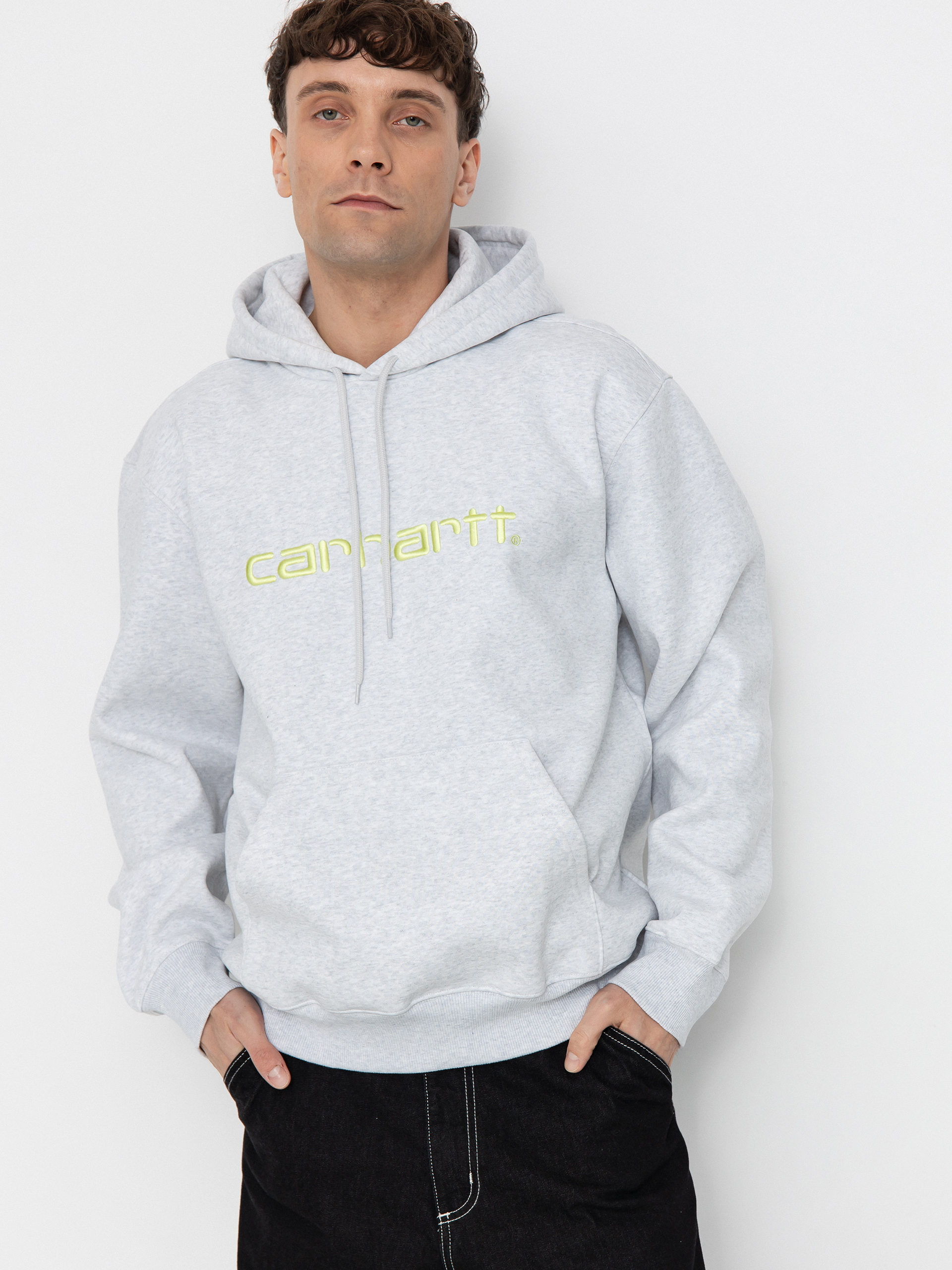 Суитшърт с качулка Carhartt WIP Carhartt HD (ash heather/air green)