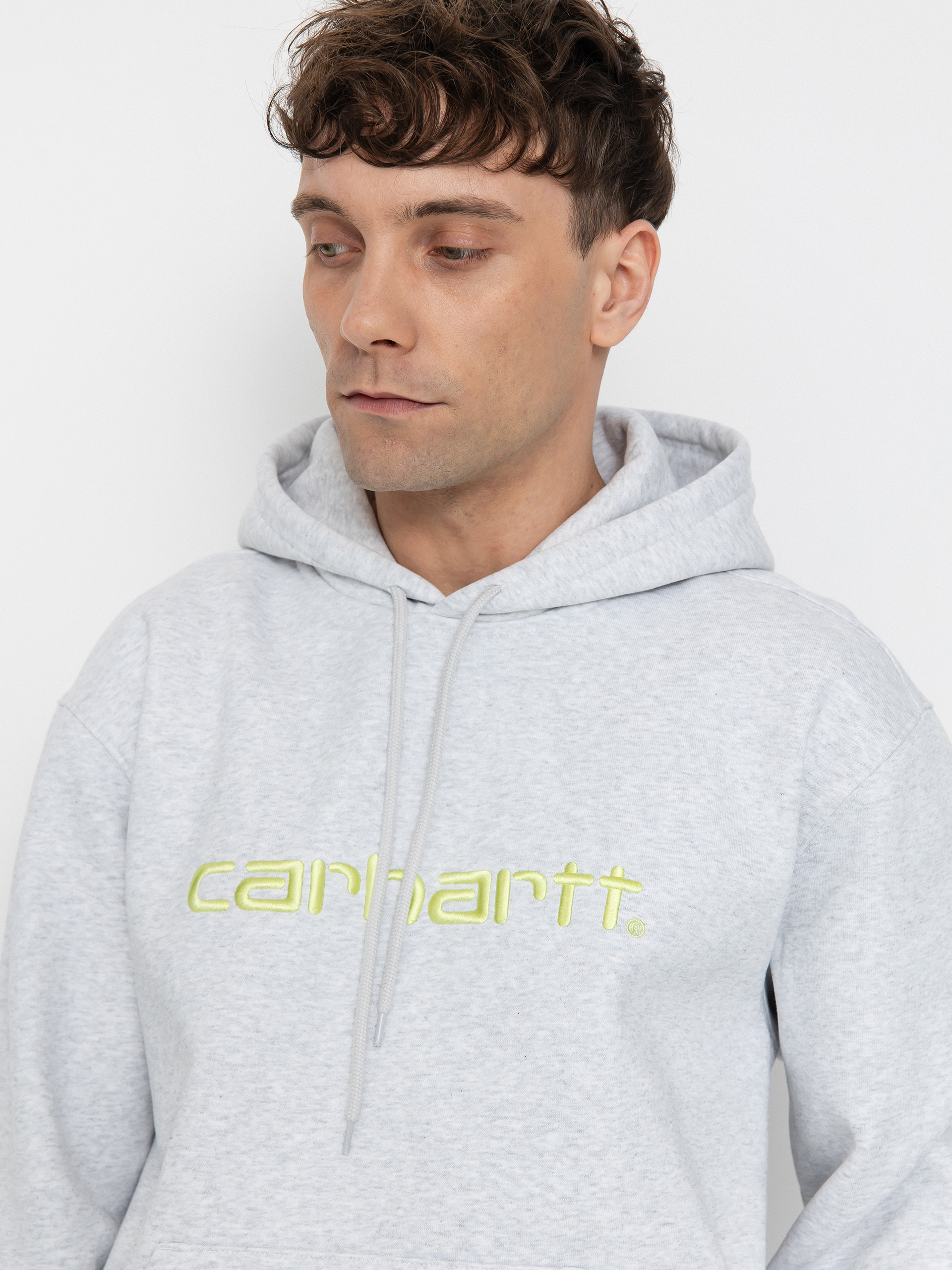 Суитшърт с качулка Carhartt WIP Carhartt HD (ash heather/air green)