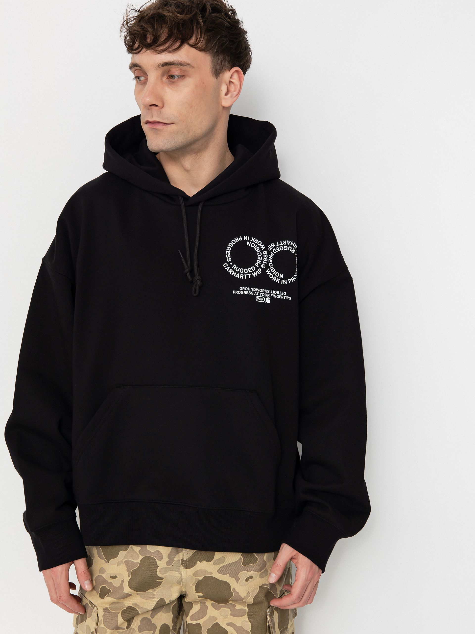 Суитшърт с качулка Carhartt WIP Rotation HD (black/white)