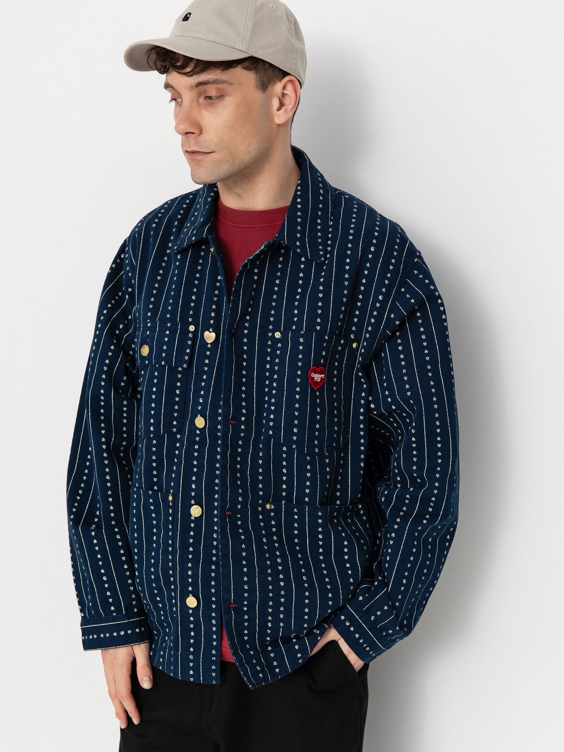 Яке Carhartt WIP Drewe Chore Coat (heart c pinstripe/ink/natural)