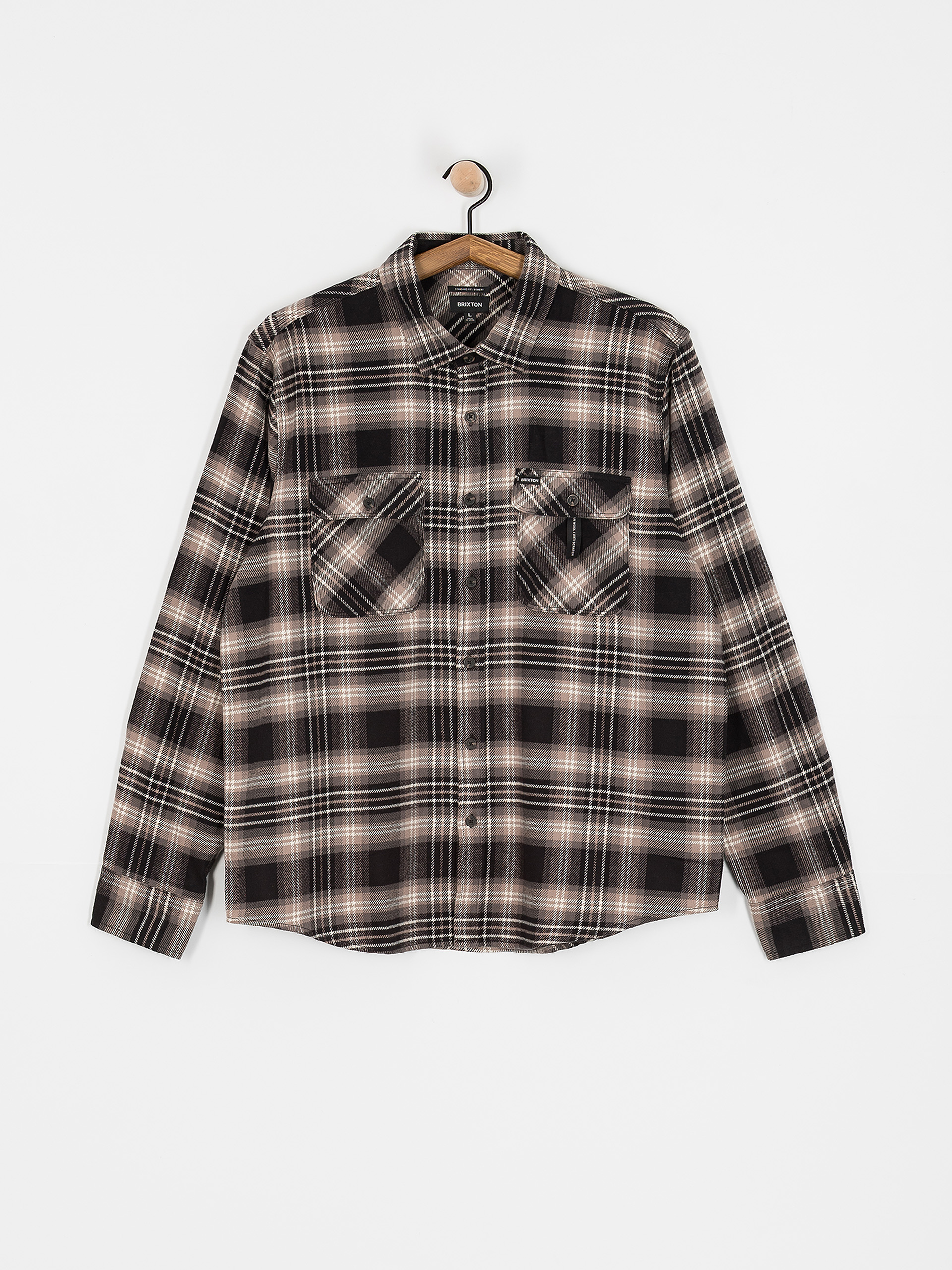 Риза Brixton Bowery Flannel (black/charcoal/beige)