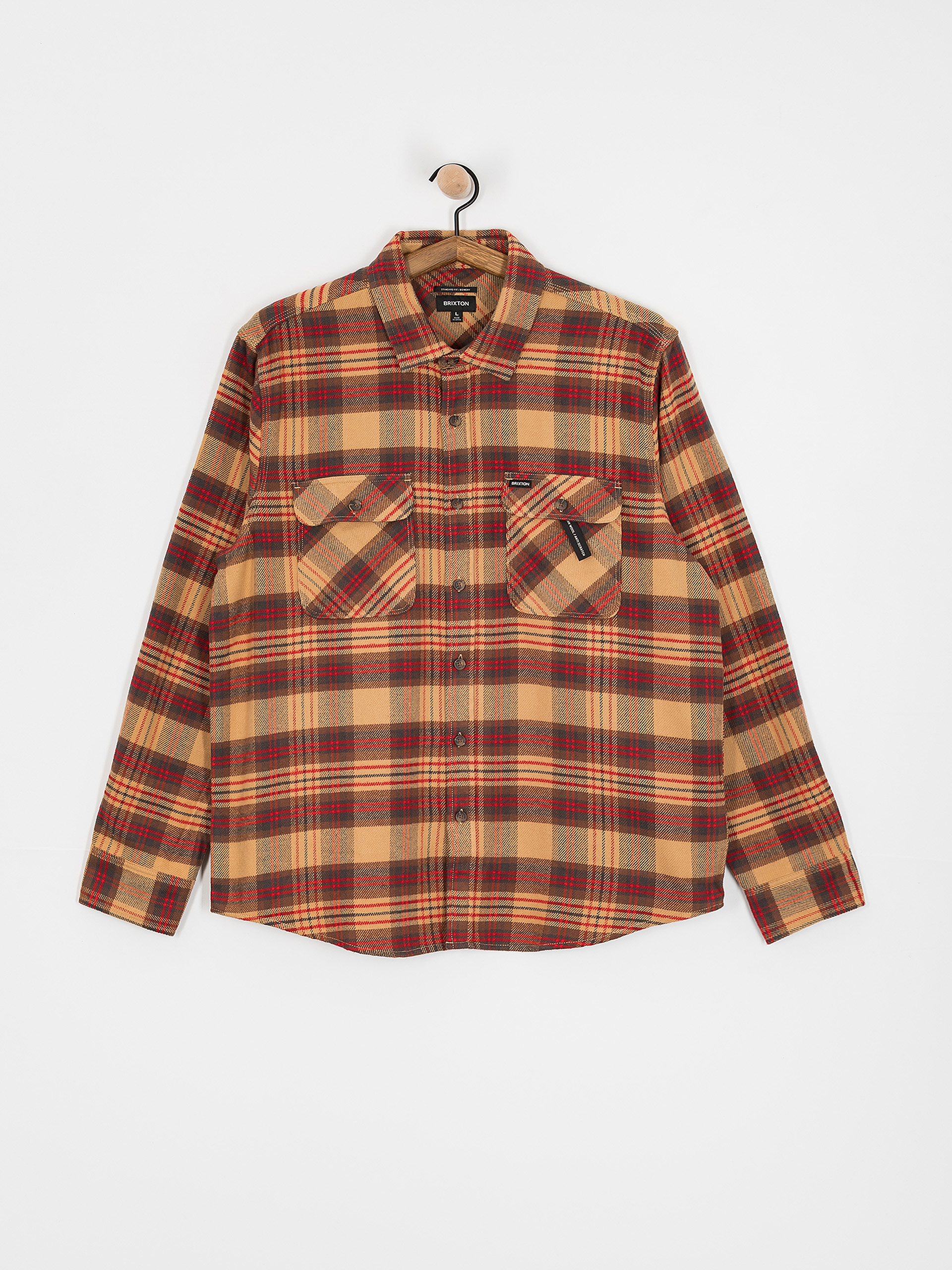 Риза Brixton Bowery Flannel (curry/washed black/crimson)