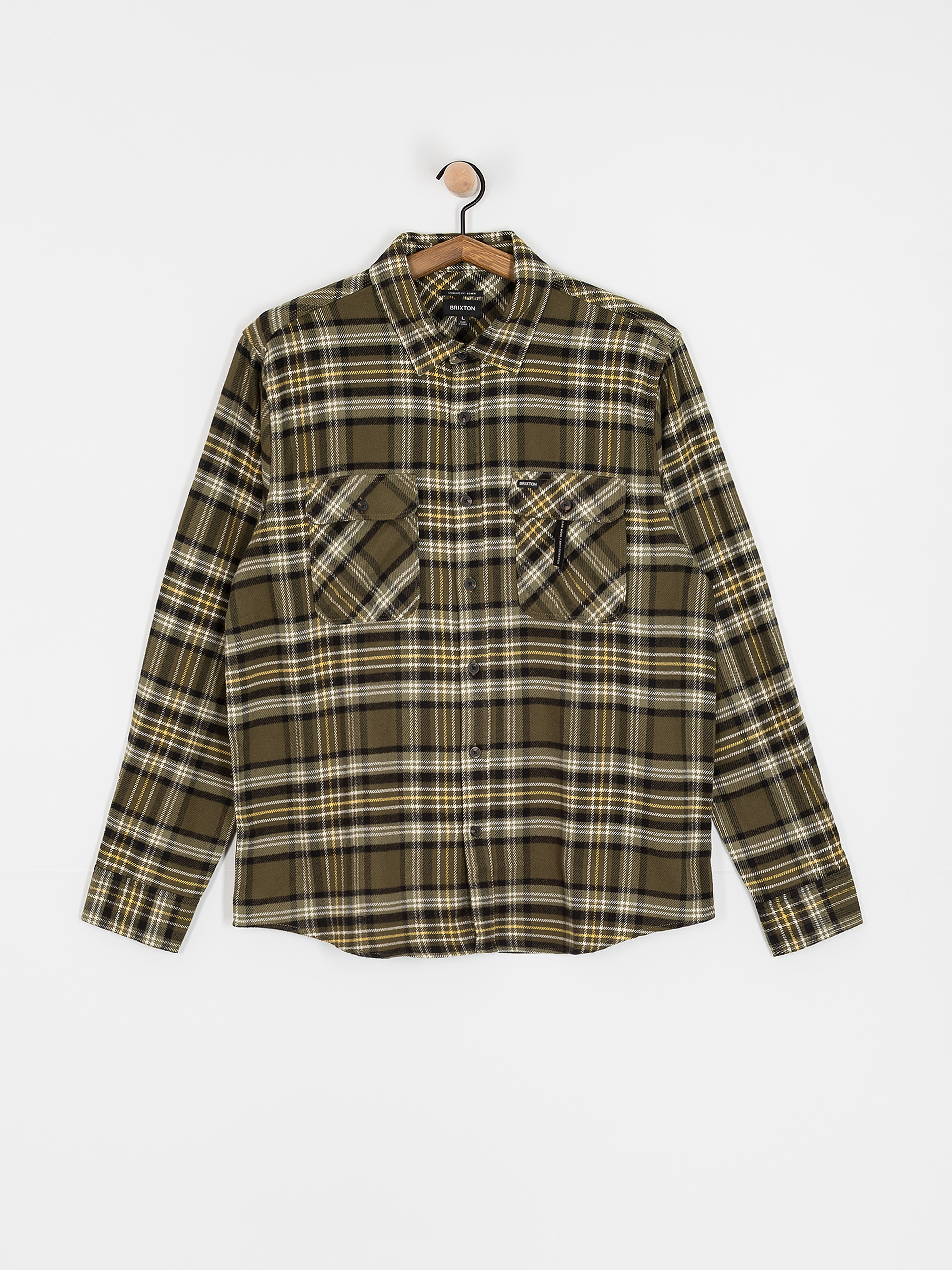 Риза Brixton Bowery Flannel (ivy green/olive surplus/black)