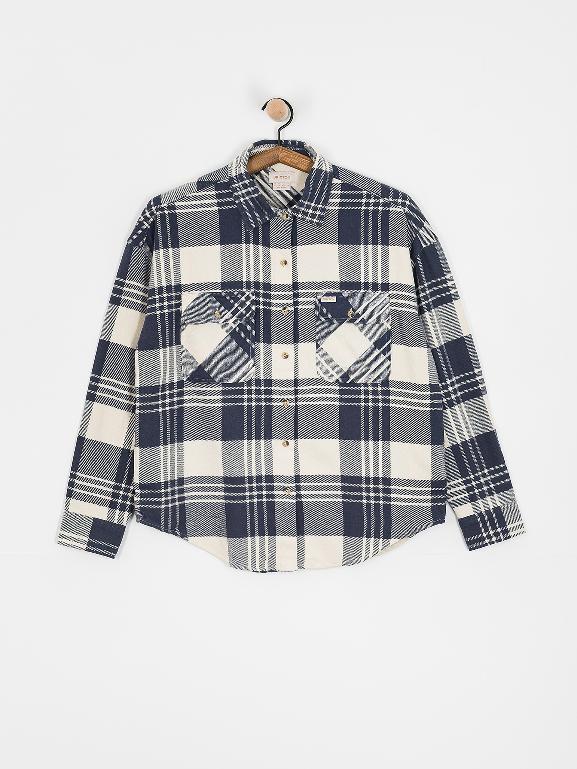 Риза Brixton Bowery Classic Flannel Wmn (azure blue/whitecap plaid)