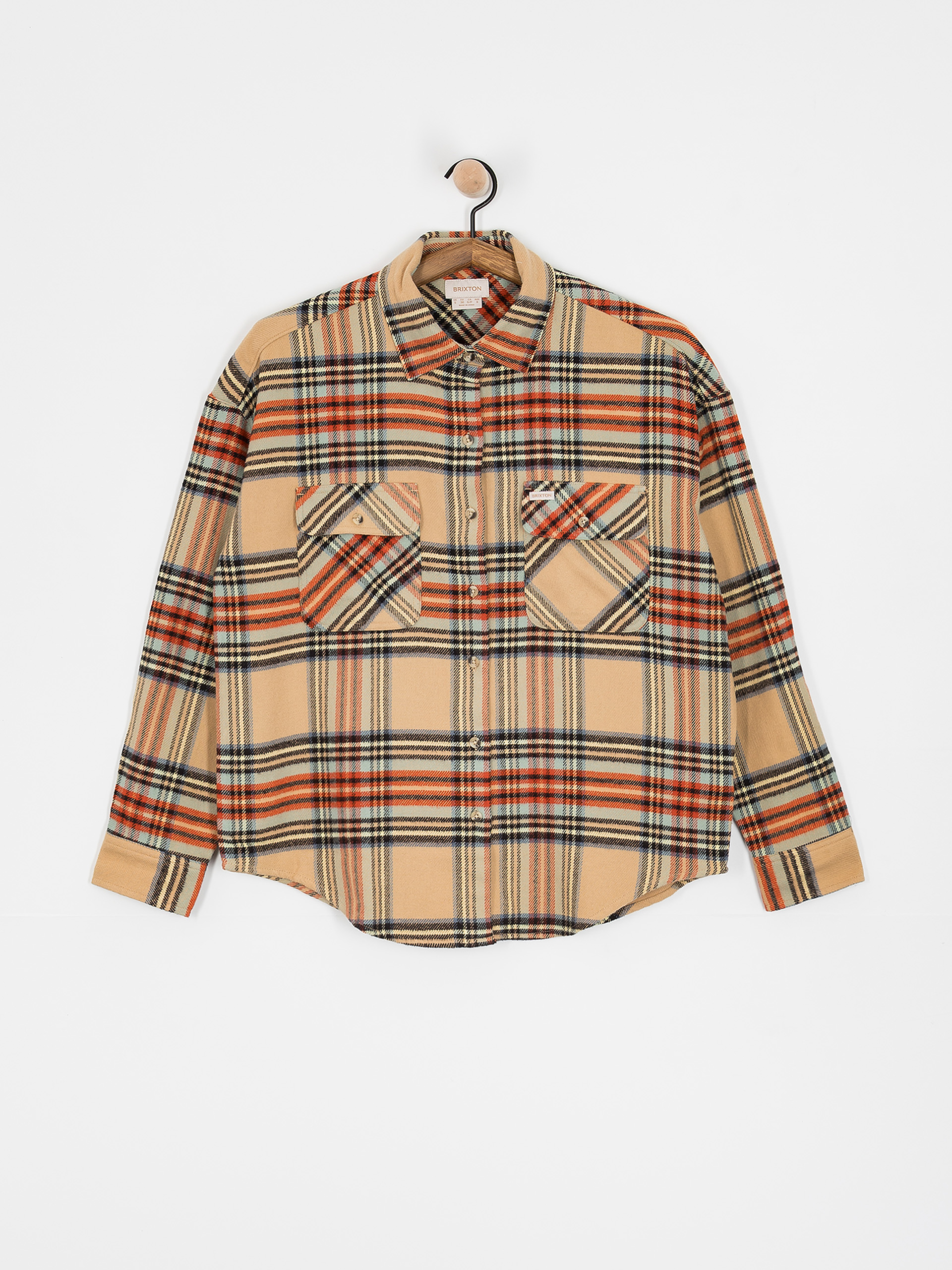 Риза Brixton Bowery Classic Flannel Wmn (sand/burnt brick/black plaid)