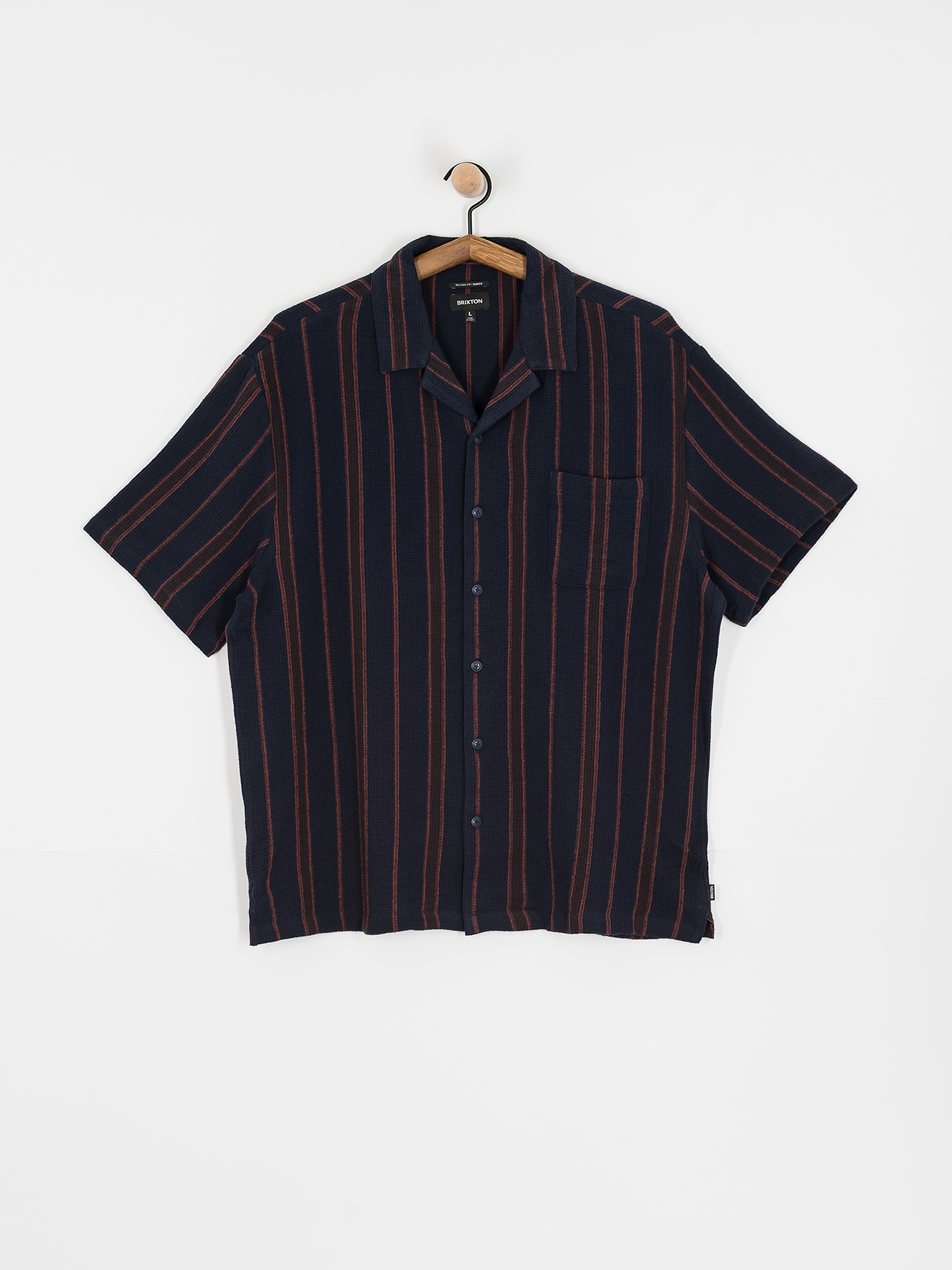 Риза Brixton Bunker Waffle Stripe (washed navy stripe)