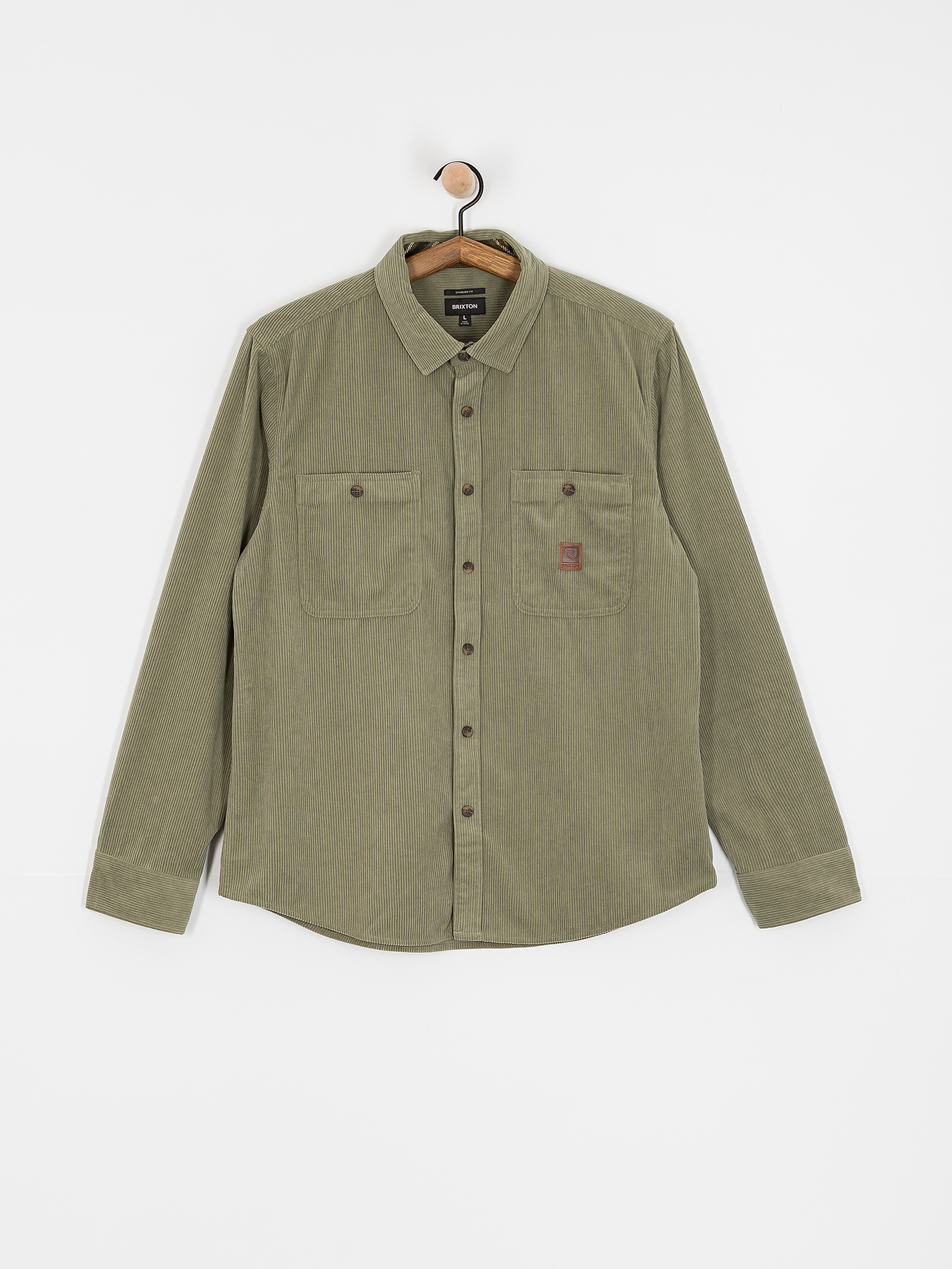 Риза Brixton The Field Corduroy Overshirt (military olive)