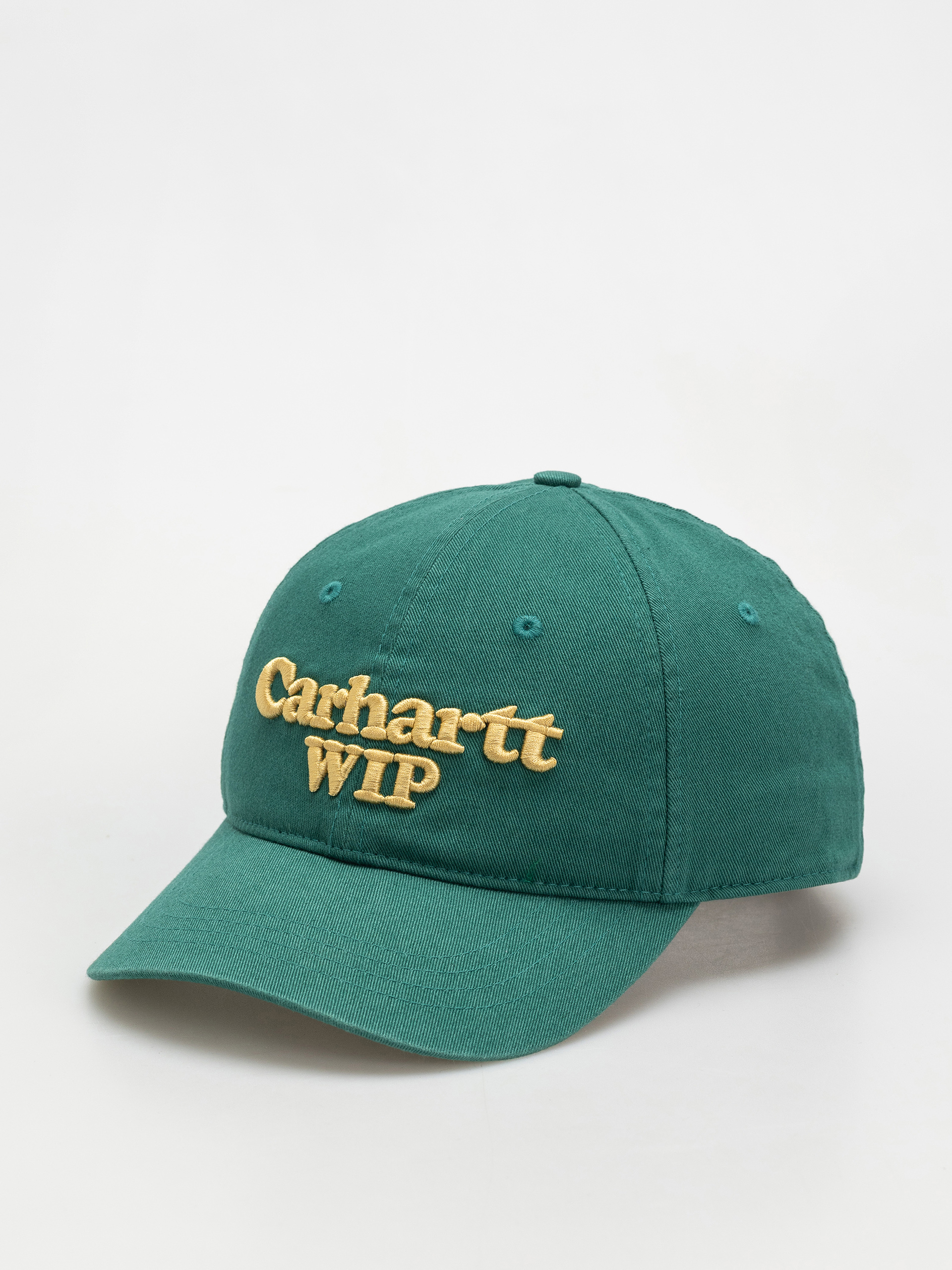 Шапка с козирка Carhartt WIP Carhartt WIP Script (rainforest/air yellow)