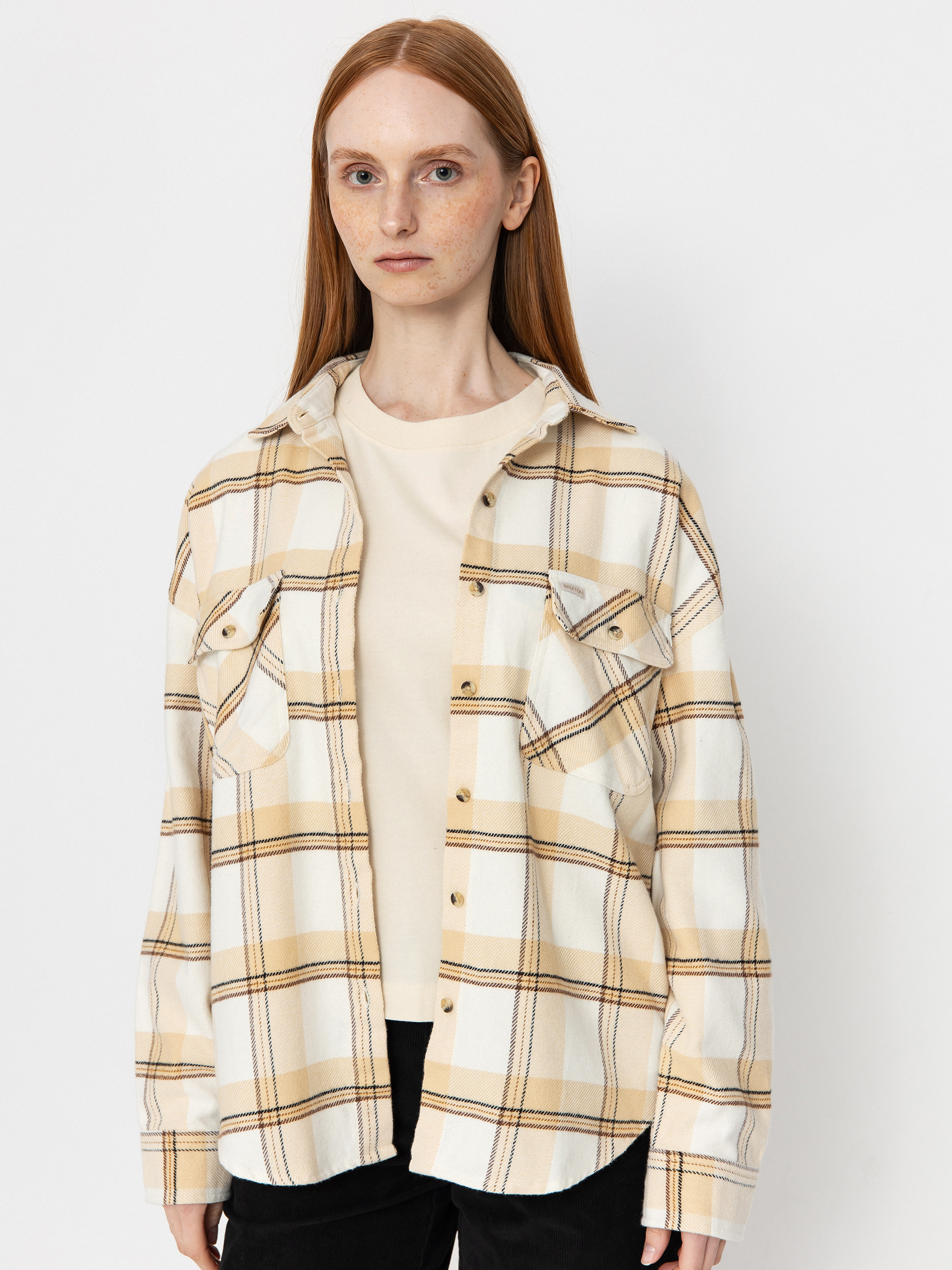 u0420u0438u0437u0430 Brixton Bowery Classic Flannel Wmn (off white/semolina/washed copp)