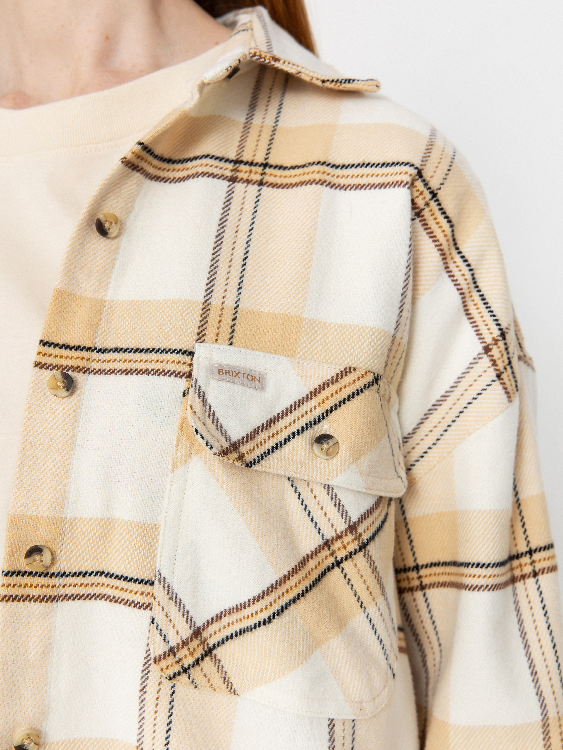 Риза Brixton Bowery Classic Flannel Wmn (off white/semolina/washed copp)