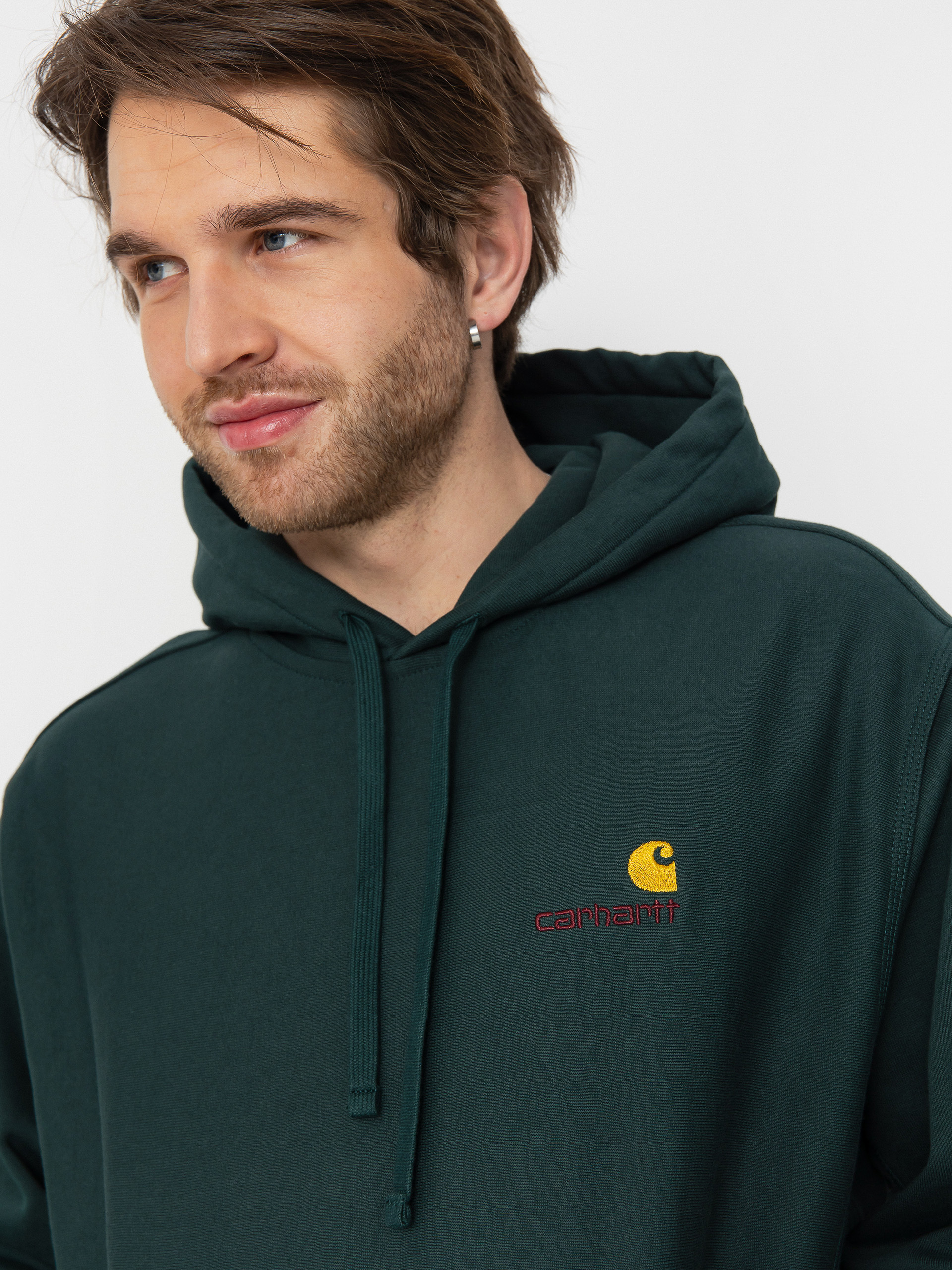Суитшърт с качулка Carhartt WIP American Script HD (conifer)