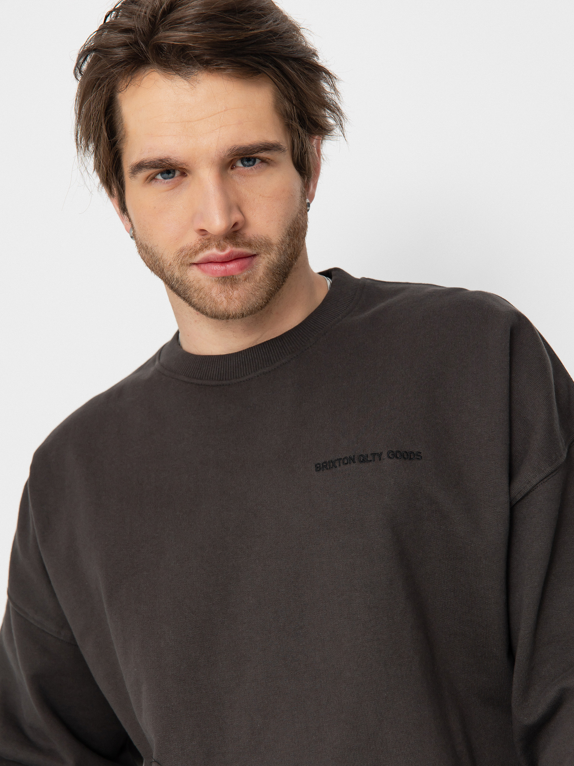 Суитшърт Brixton Embroidered Heavy Weight Crew (washed black)