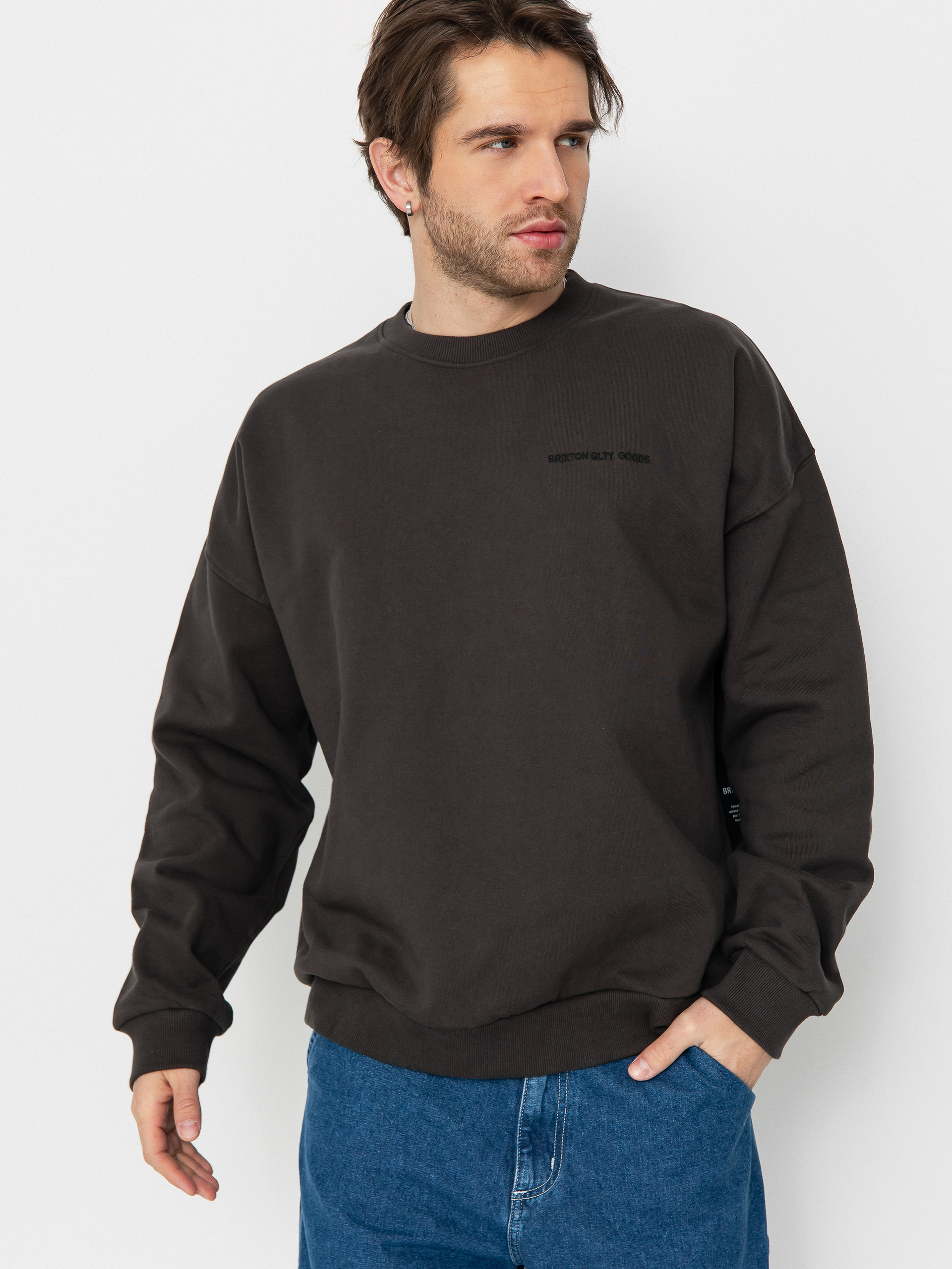 Суитшърт Brixton Embroidered Heavy Weight Crew (washed black)