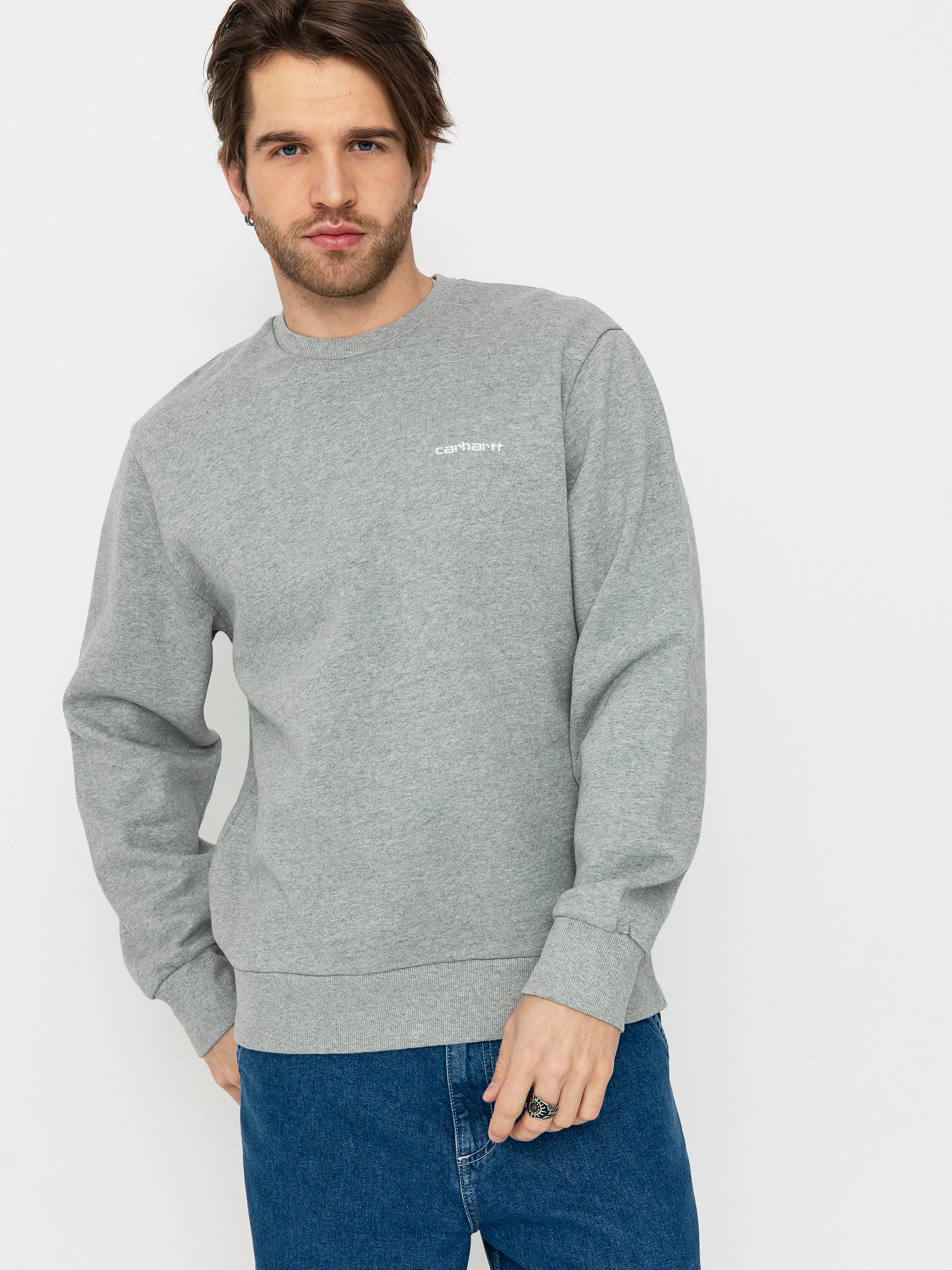 Суитшърт Carhartt WIP Script Embroidery (grey heather/white)