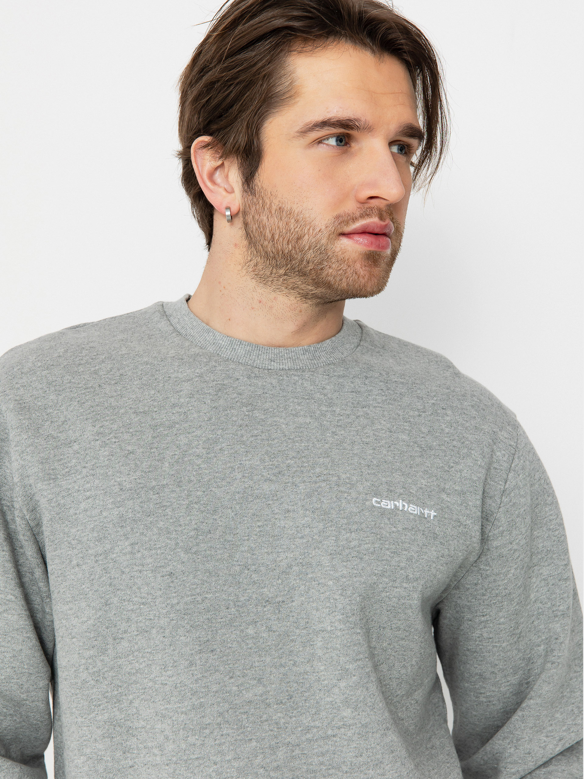 Суитшърт Carhartt WIP Script Embroidery (grey heather/white)