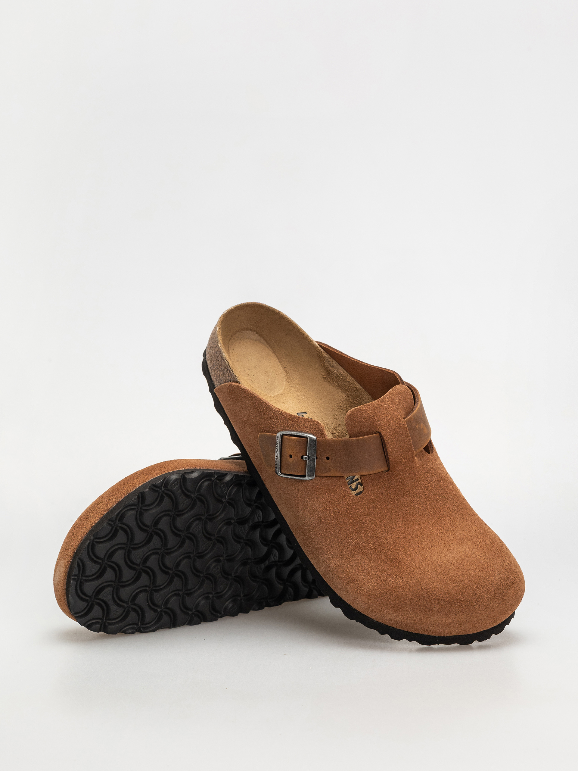 Чехли Birkenstock Boston Suede Oiled Leather Regular (cognac)