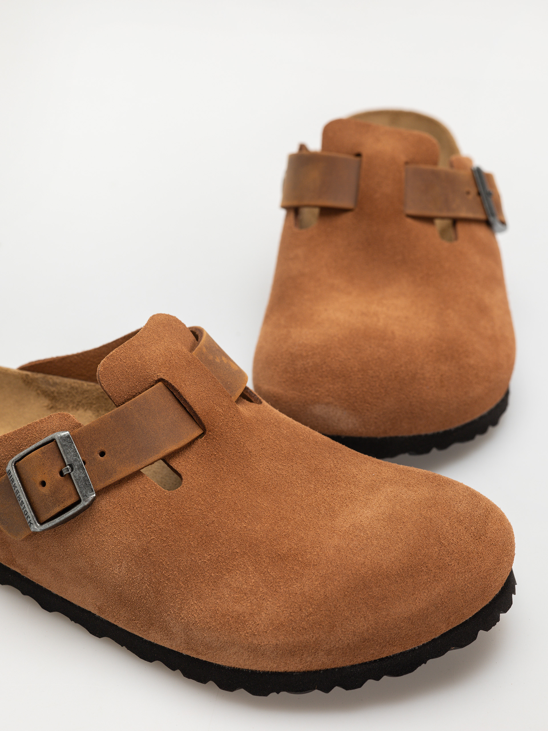 Чехли Birkenstock Boston Suede Oiled Leather Regular (cognac)
